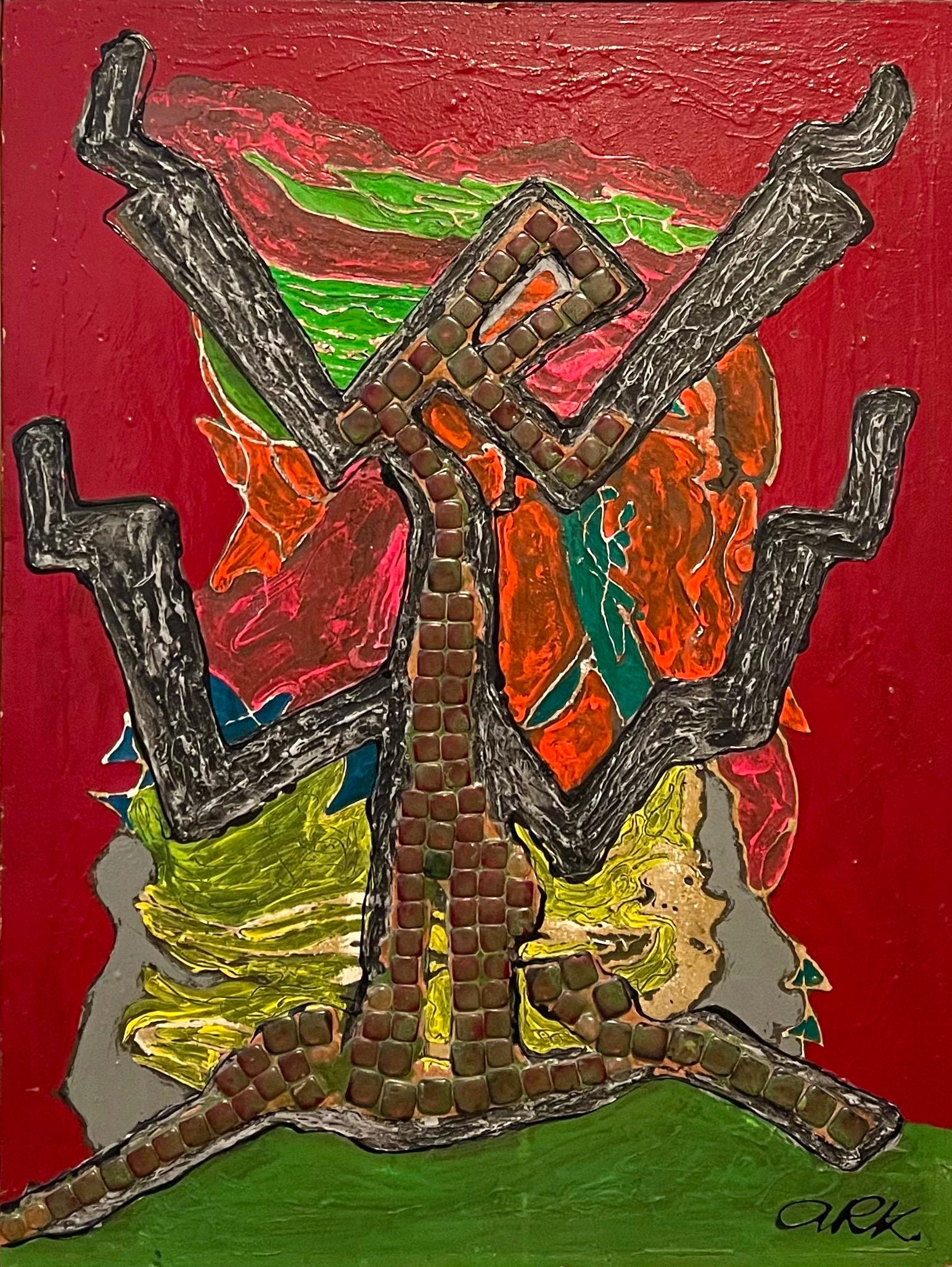 Chicago Ebraico Modernista Pittura Surrealista a tecnica mista Artista WPA Piastrelle di mosaico