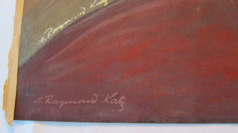 Chicago Modernist Gouache Painting Shabbat Hebrew Calligraphy WPA Artist Judaica - Brown Abstract Painting by Alexander Raymond Katz