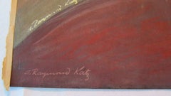 Chicago Modernist Gouache Painting Shabbat Hebrew Calligraphy WPA Artist Judaica