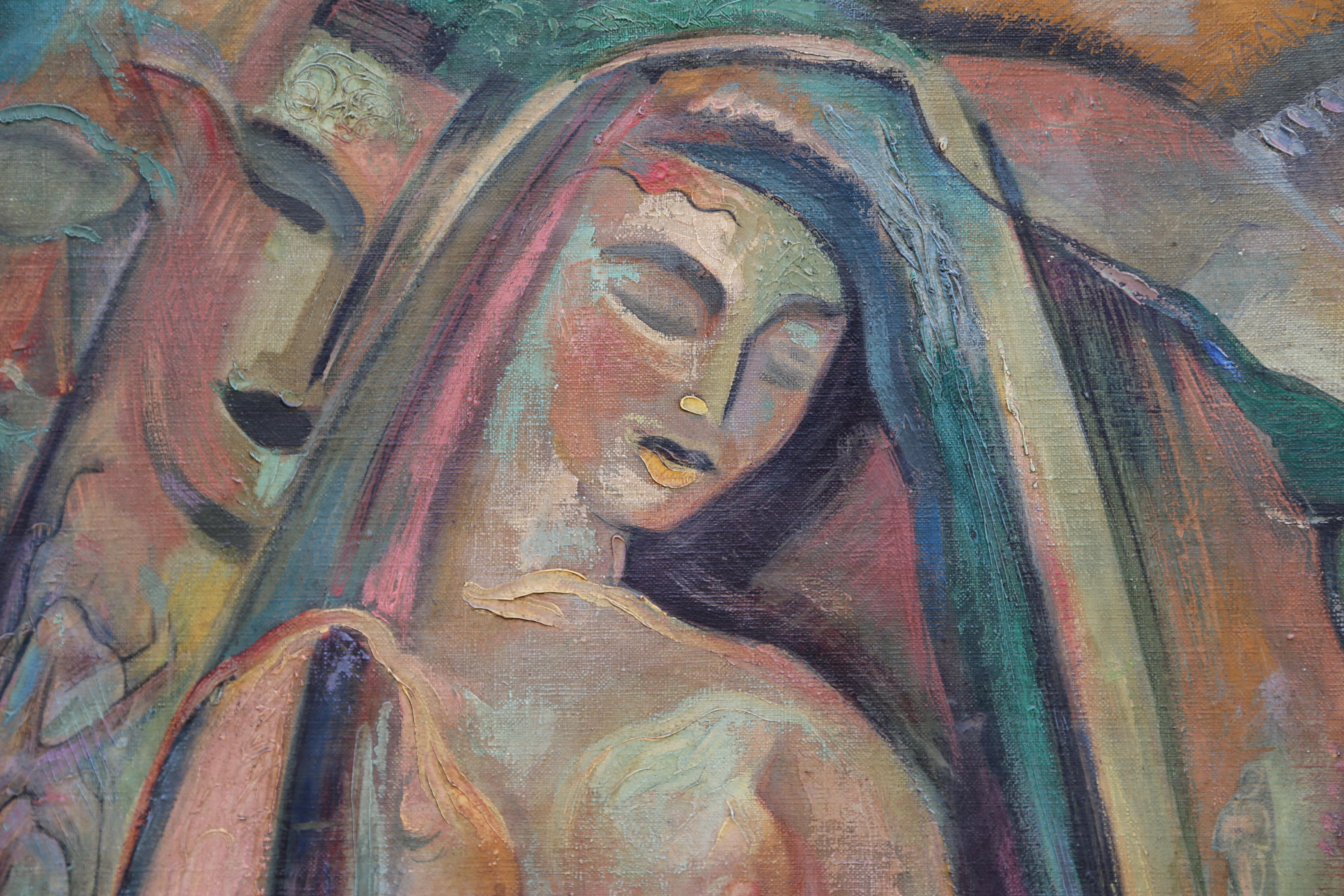 Peinture à l'huile - Nu avec panier de fruits, par A. Raymond Katz vers 1949 - Painting de Alexander Raymond Katz