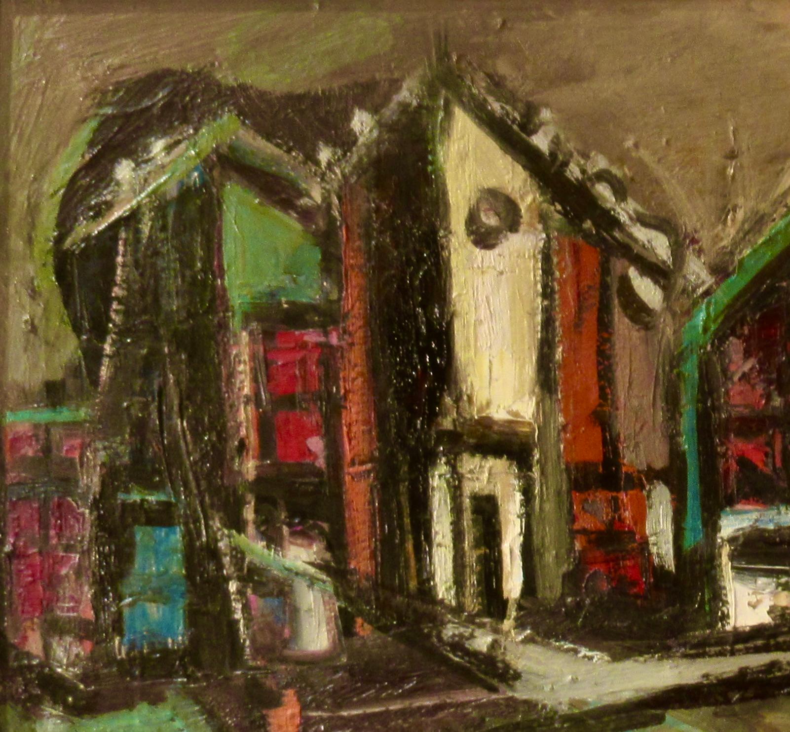 Side Street, Princetown, New York - Landscape Painting Marrone di Alexander Redein