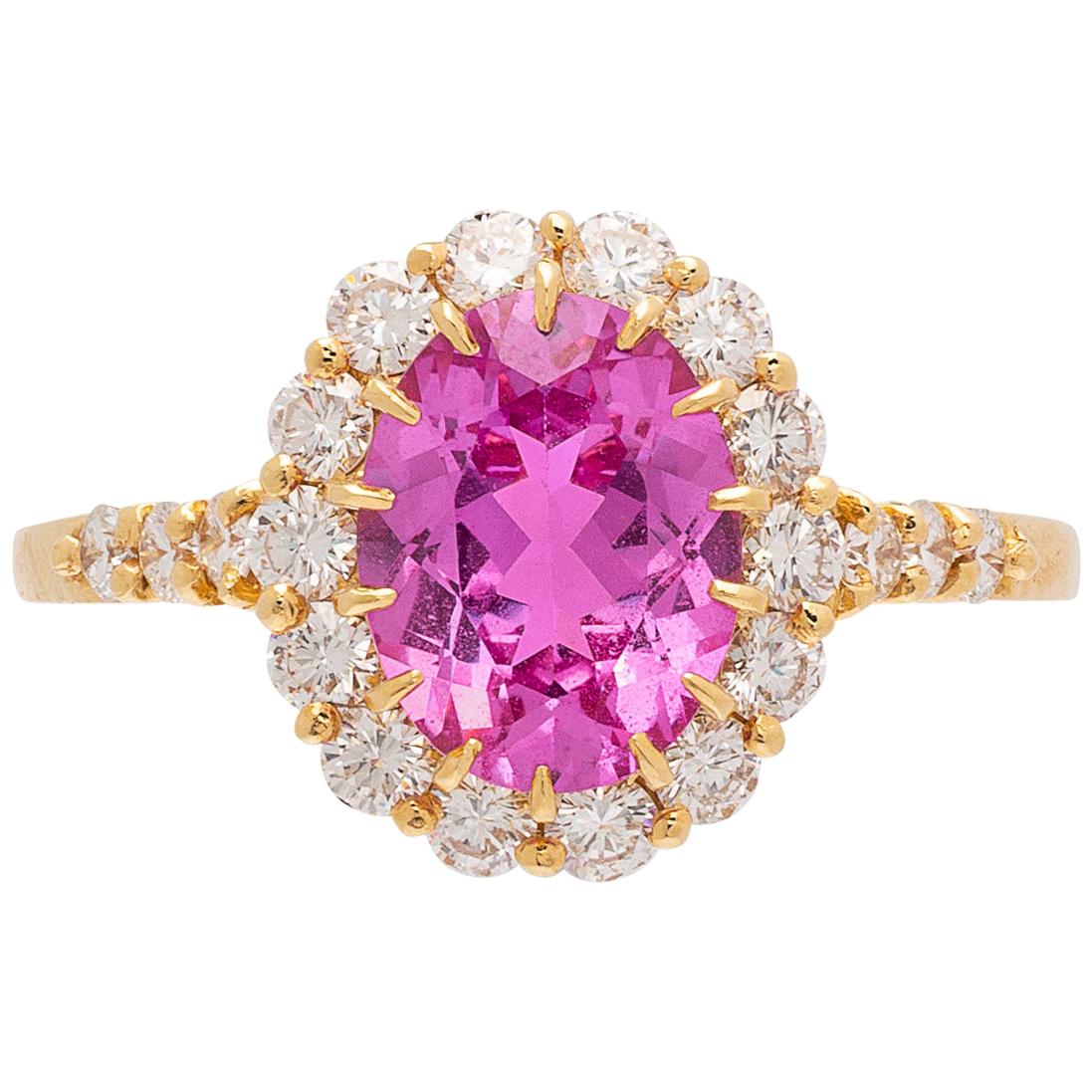 Alexander Reza Natural Unheated Pink Sapphire and Diamond Ring