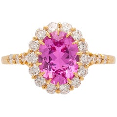 Alexander Reza Natural Unheated Pink Sapphire and Diamond Ring