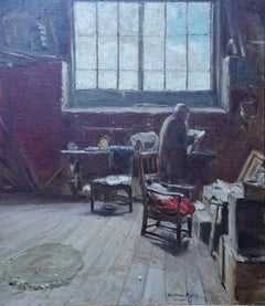The Artist's Studio - Scottish 1914 Glasgow Boy art exh interior oil painting