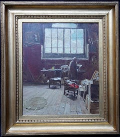 The Artist's Studio - Peinture à l'huile d'intérieur d'un exposition d'art écossais de 1914 - Glasgow Boy