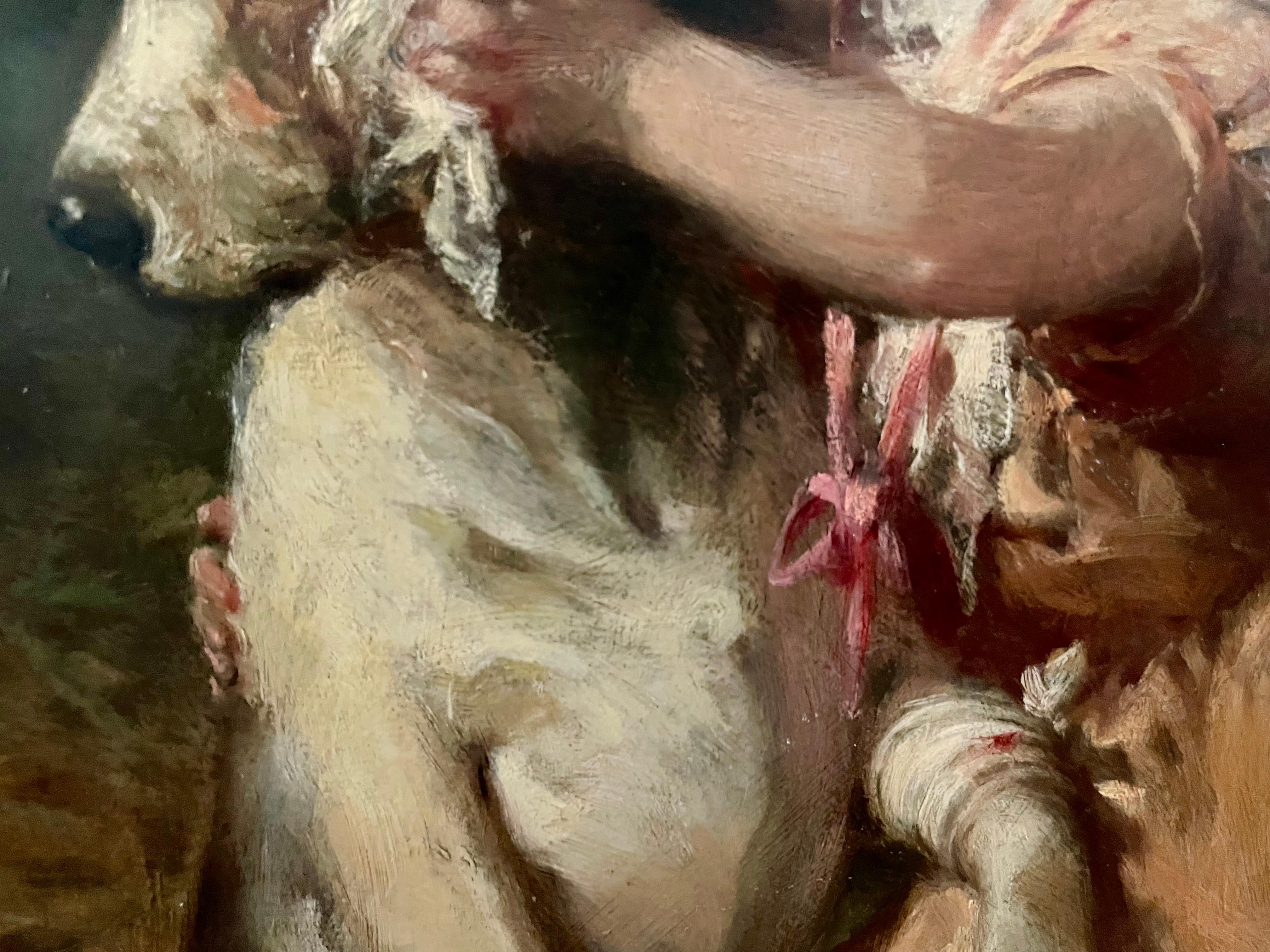 Ritratto di ragazza che allatta il suo cane da compagnia, 1904 in vendita 5