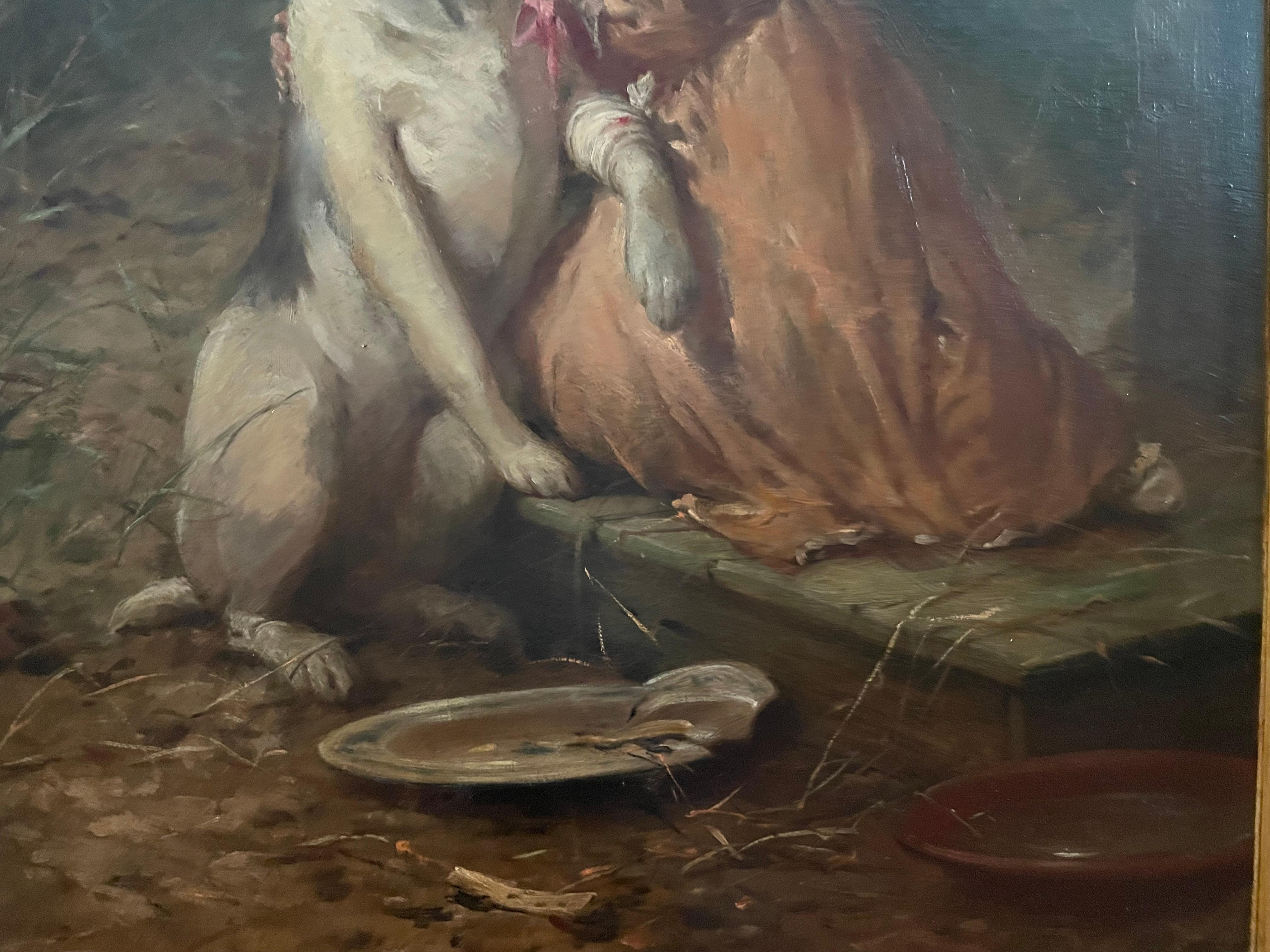Ritratto di ragazza che allatta il suo cane da compagnia, 1904 in vendita 8