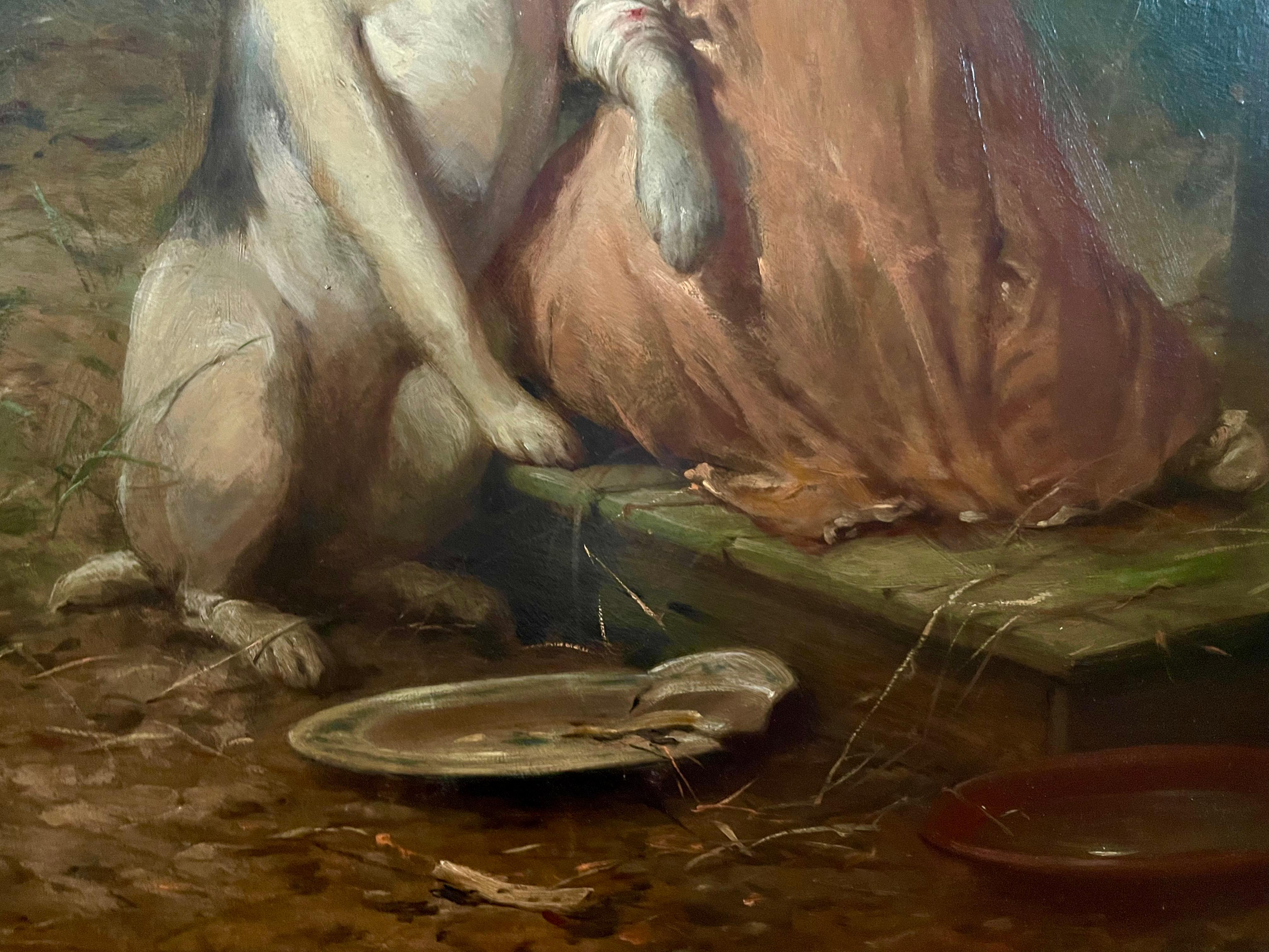 Ritratto di ragazza che allatta il suo cane da compagnia, 1904 in vendita 1
