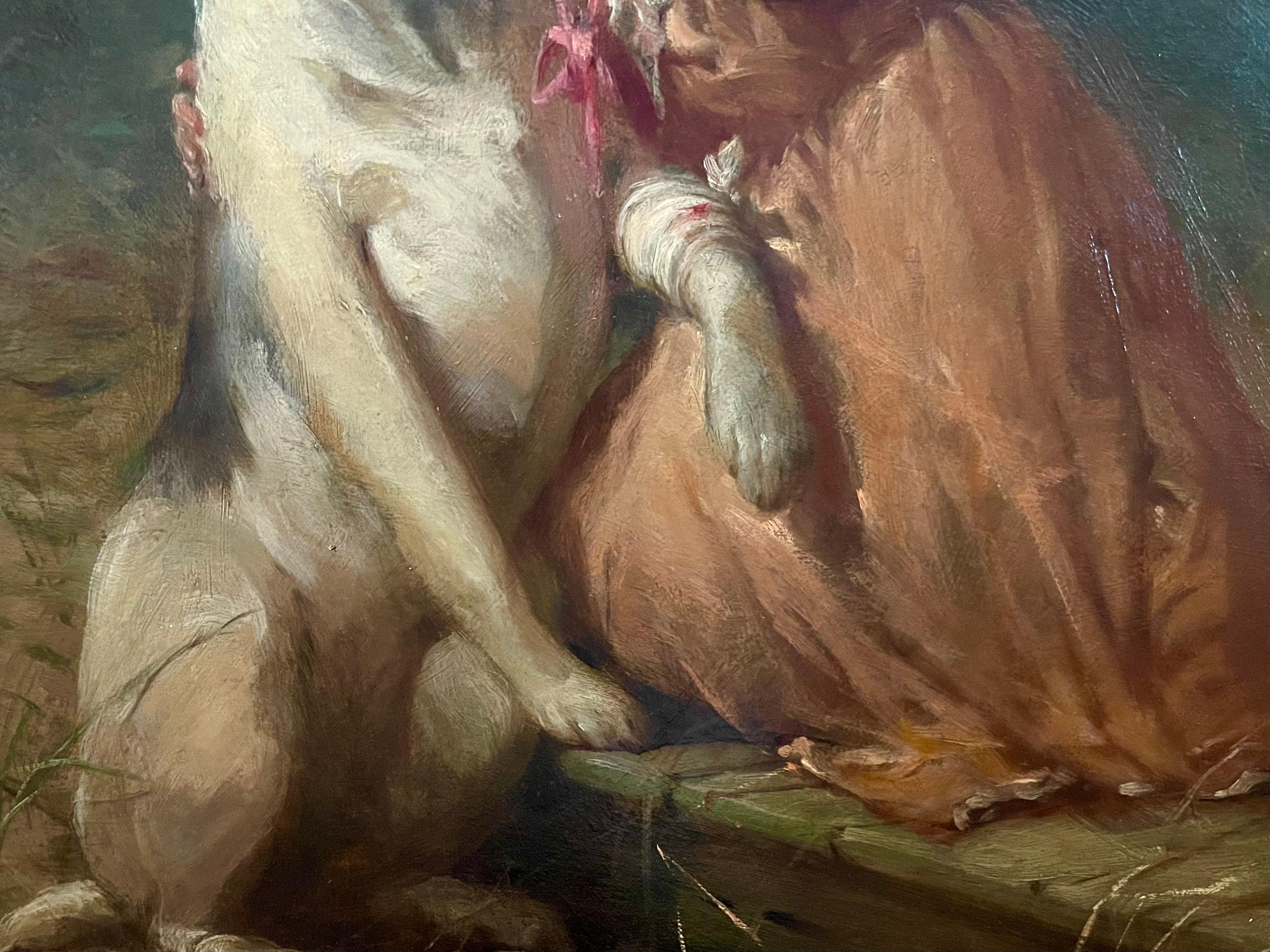 Ritratto di ragazza che allatta il suo cane da compagnia, 1904 in vendita 2