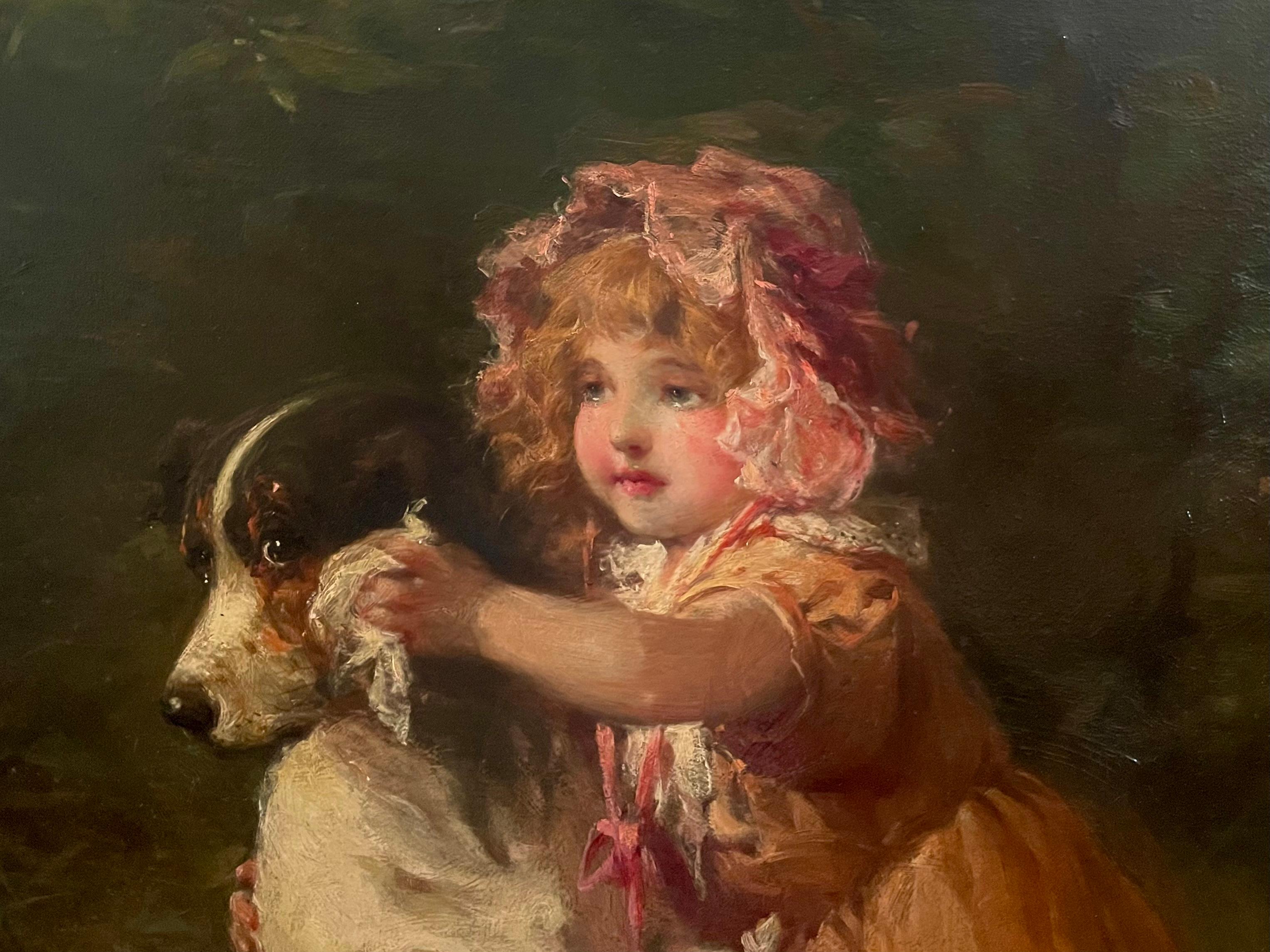 Ritratto di ragazza che allatta il suo cane da compagnia, 1904 in vendita 3