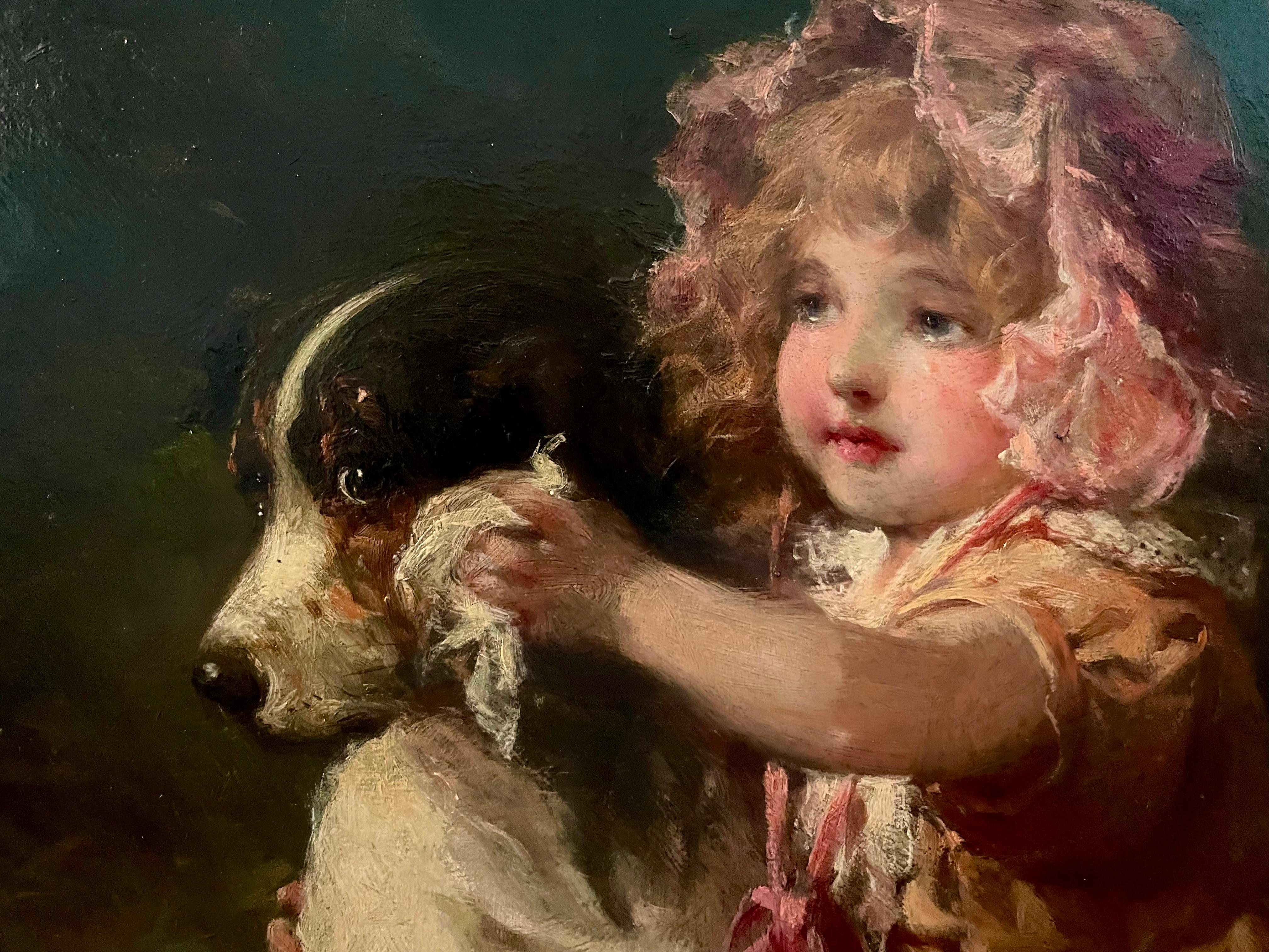 Ritratto di ragazza che allatta il suo cane da compagnia, 1904 in vendita 4