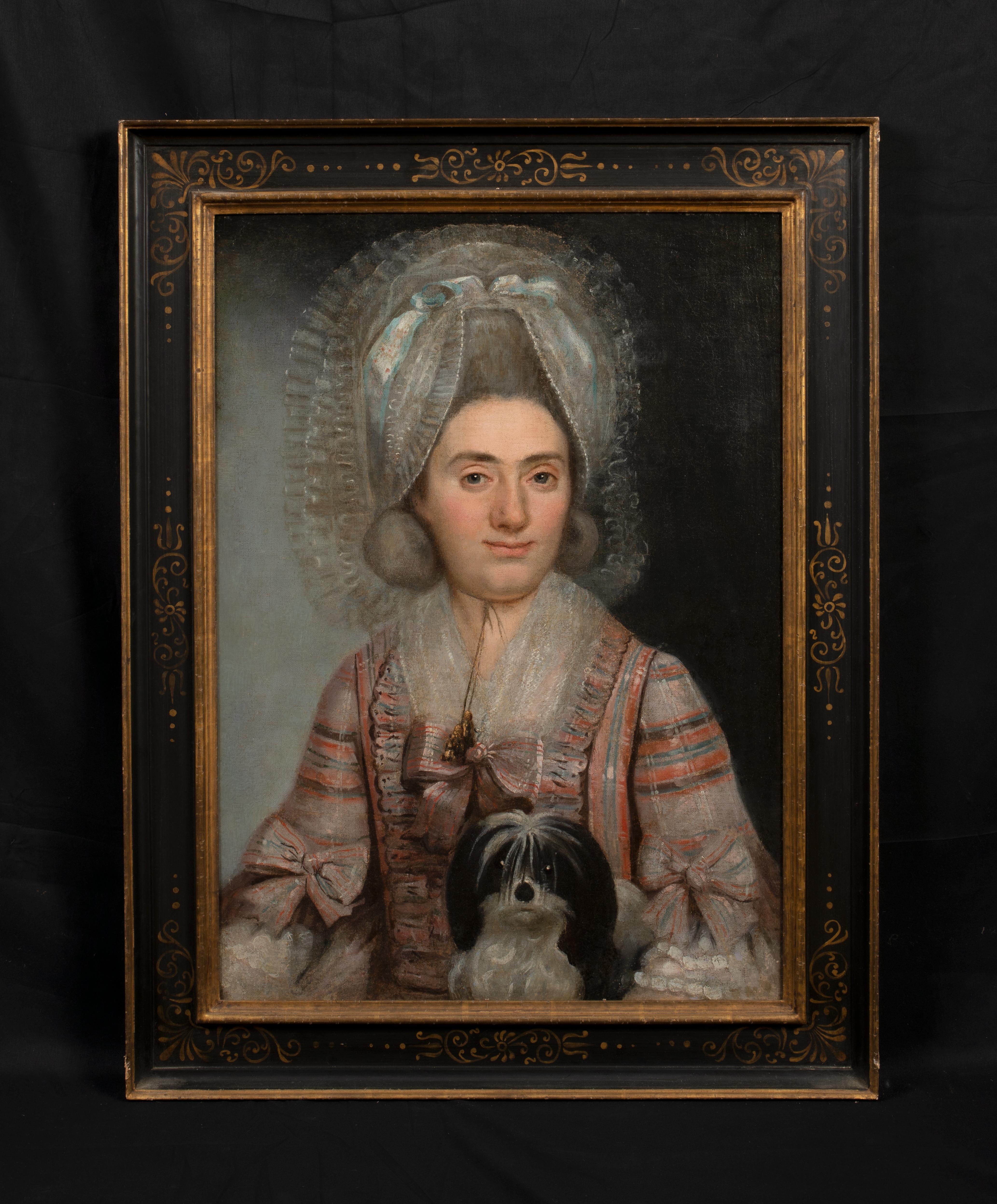 Portrait of Marie Camille, Countess de Lalaing and her dog, 18th Century - Painting by Alexander ROSLIN 