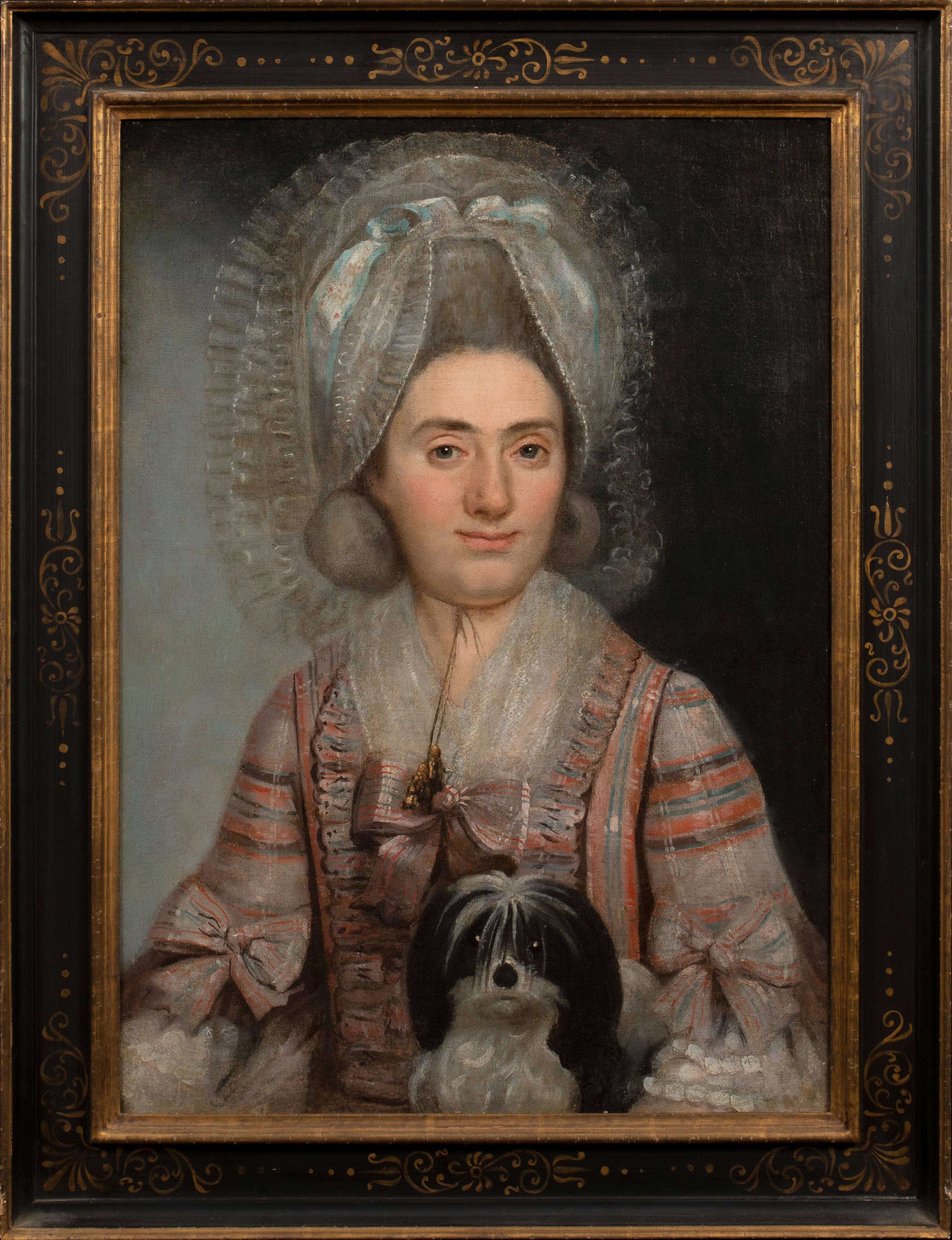 Alexander ROSLIN  Portrait Painting - Portrait of Marie Camille, Countess de Lalaing and her dog, 18th Century
