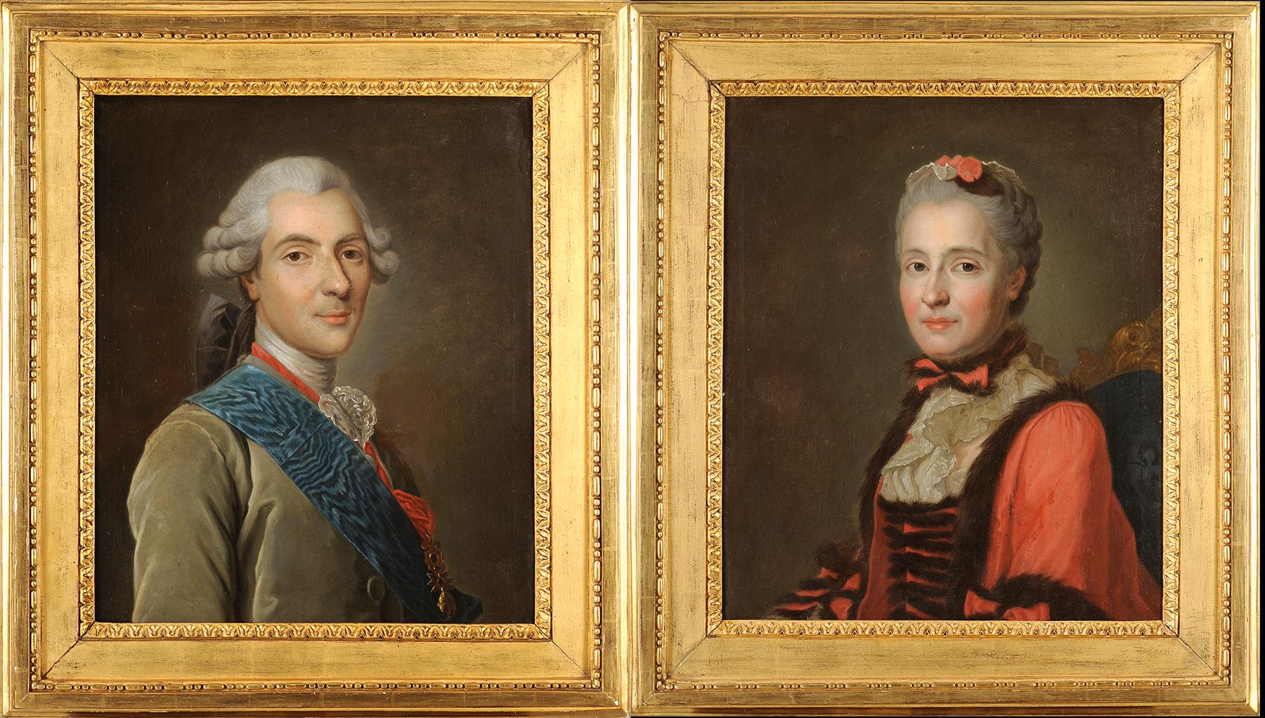 Alexander Roslin Figurative Painting - Portraits of French king Louis XVI parents - Circle of Alexandre Roslin