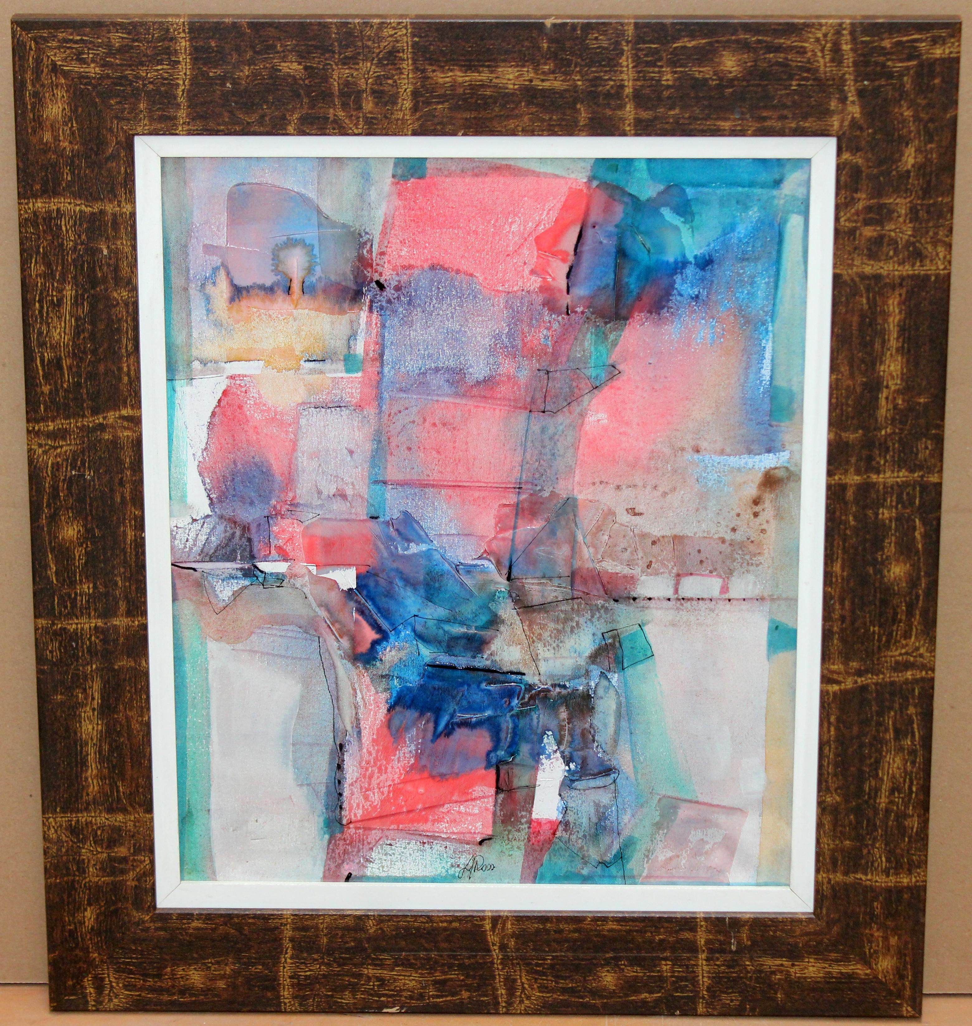 "Abstract Constellation", acrilico su tela, incorniciato, anni '90, firmato