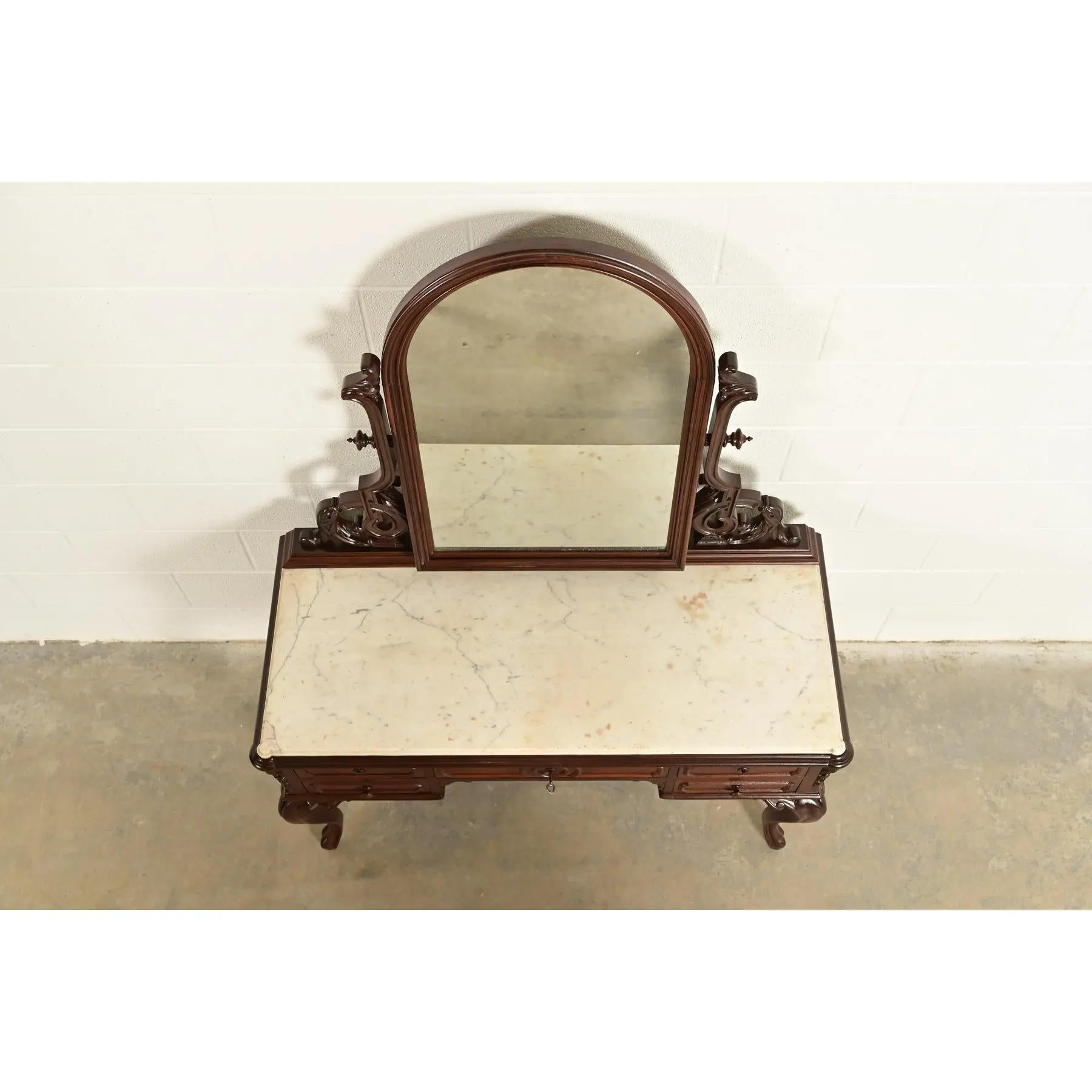 Alexander Roux Antique French Rococo Mahogany and Marble Top Vanity ...