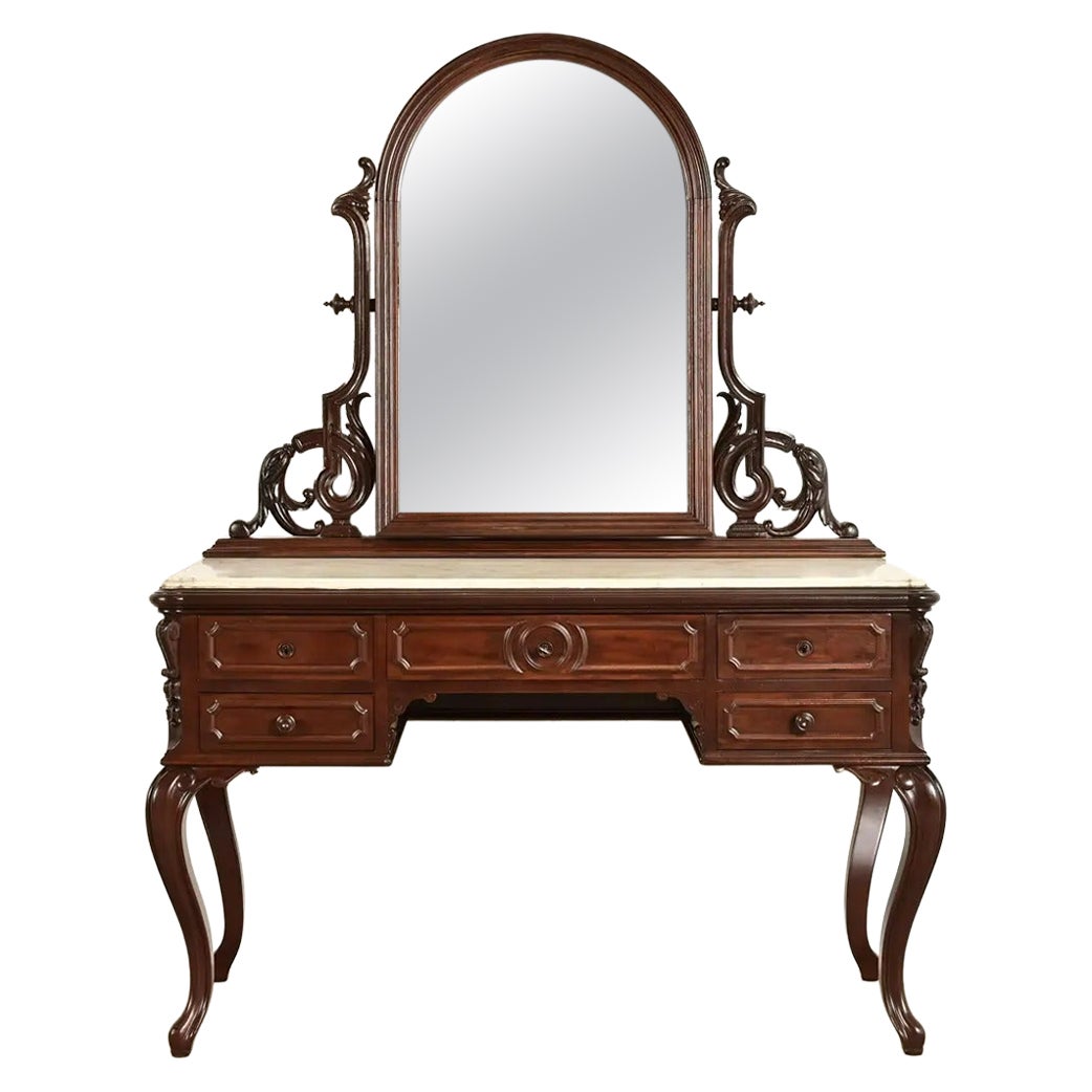Alexander Roux Antique French Rococo Mahogany and Marble Top Vanity ...