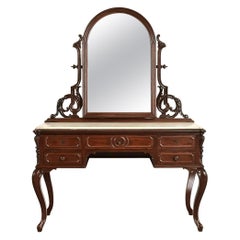 Alexander Roux Antique French Rococo Mahogany & Marble Top Vanity Dressing Table