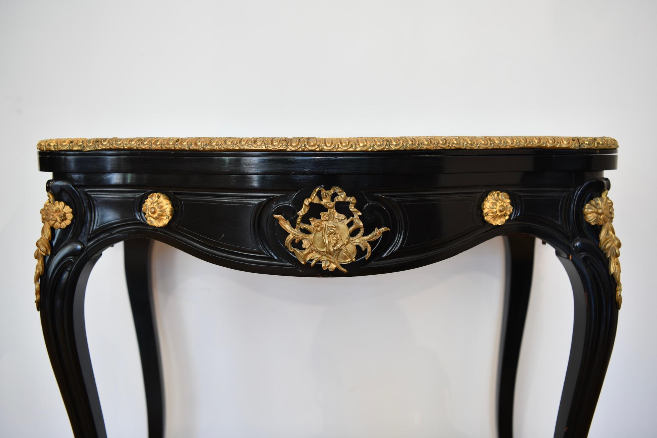 Late 19th Century Alexander Roux Ebonised & Bronze Mounted Game For Sale