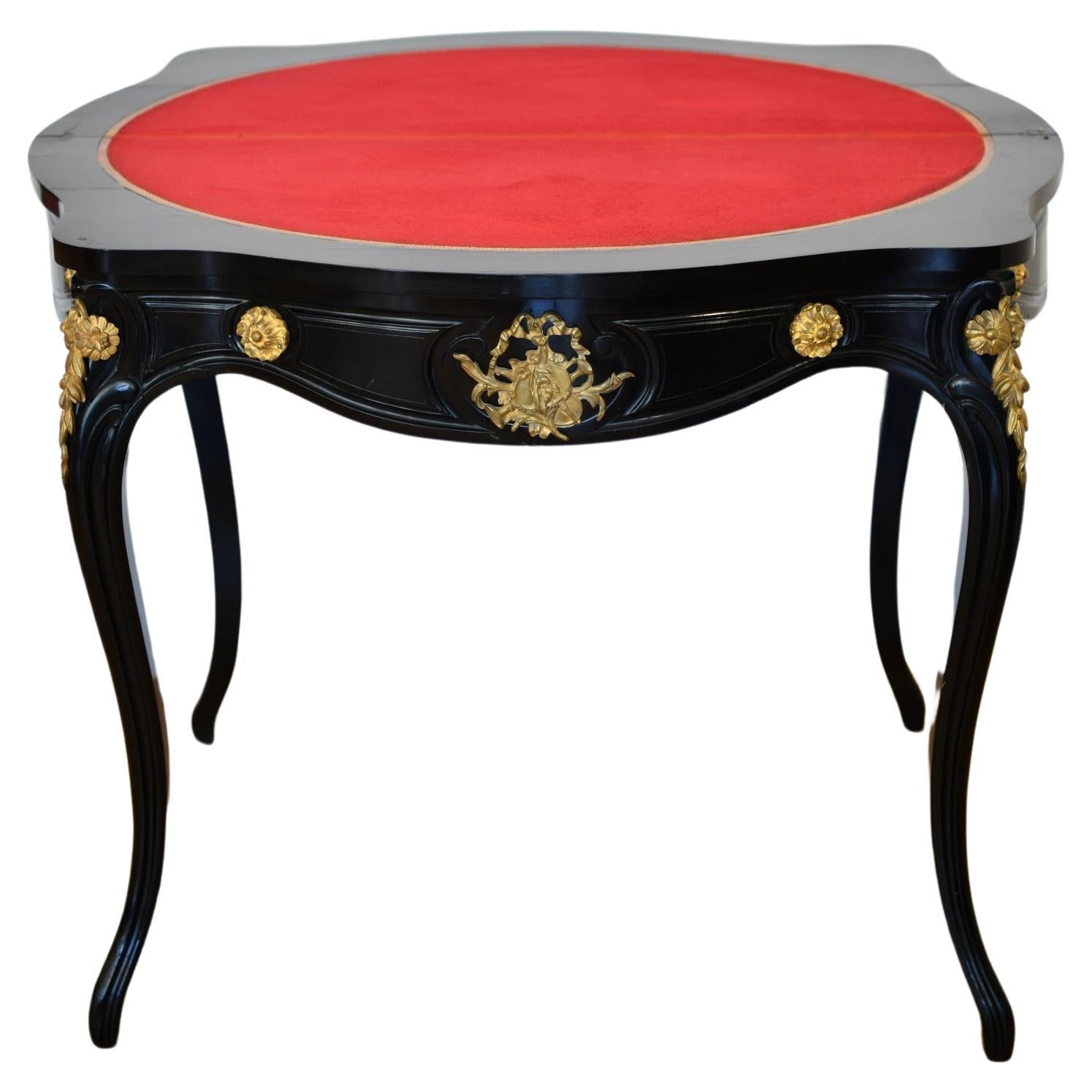 Alexander Roux Ebonised & Bronze Mounted Game For Sale