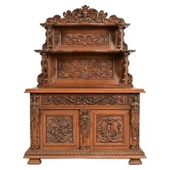 Alexander Roux Style French Renaissance Revival Oak Sideboard, Circa 1890s
