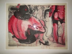 Untitled Post Soviet Avant Garde Russian Art Gouache Painting Ink Watercolor