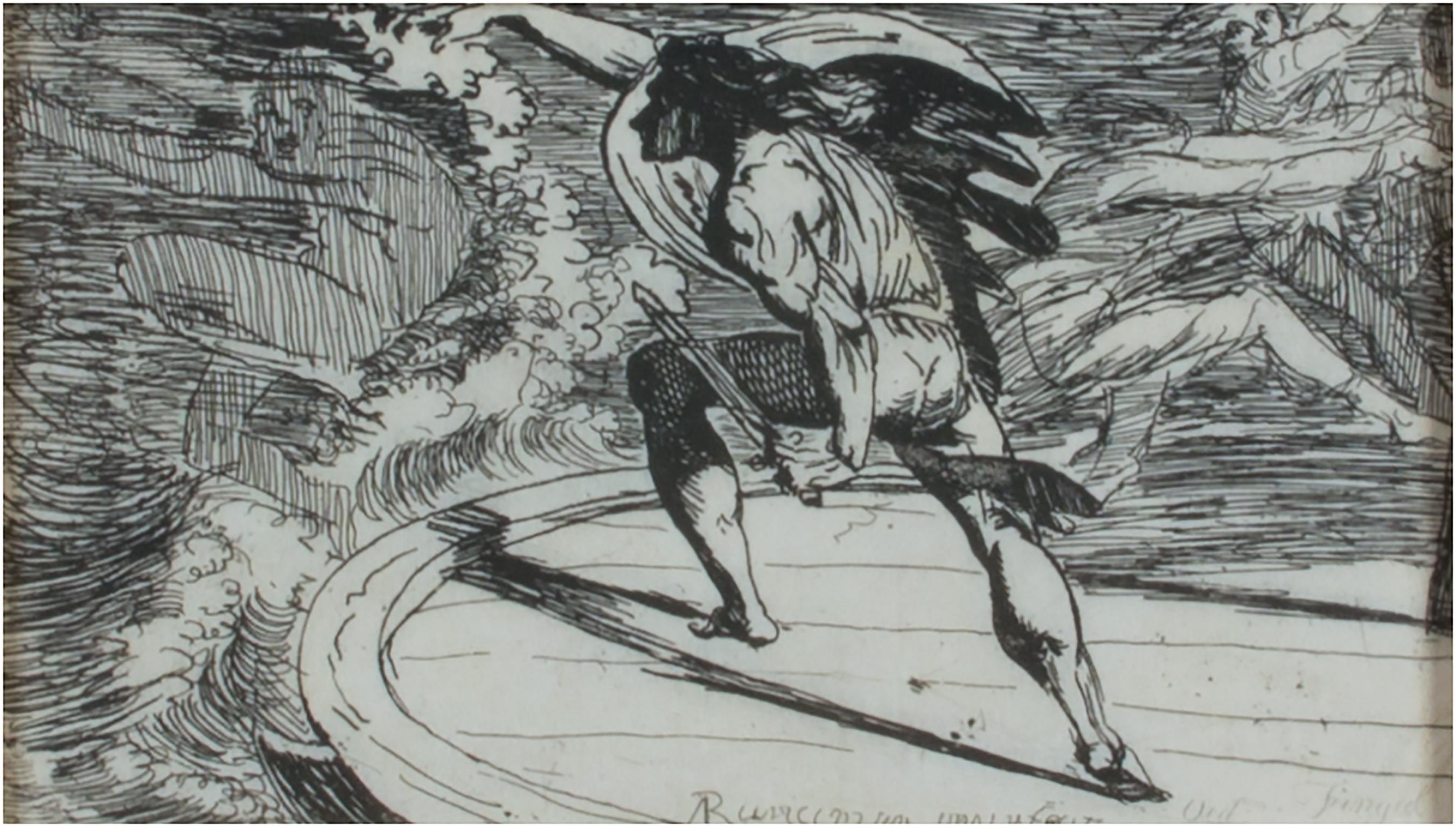 Figurative Print di Alexander Runciman - Incisione del XVIII secolo, scena mitologica figurativa neoclassica dinamica