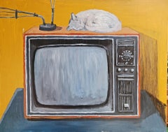 Georgian Contemporary Art by Alexander Sandro Antadze  - A Cat on a Warm TV