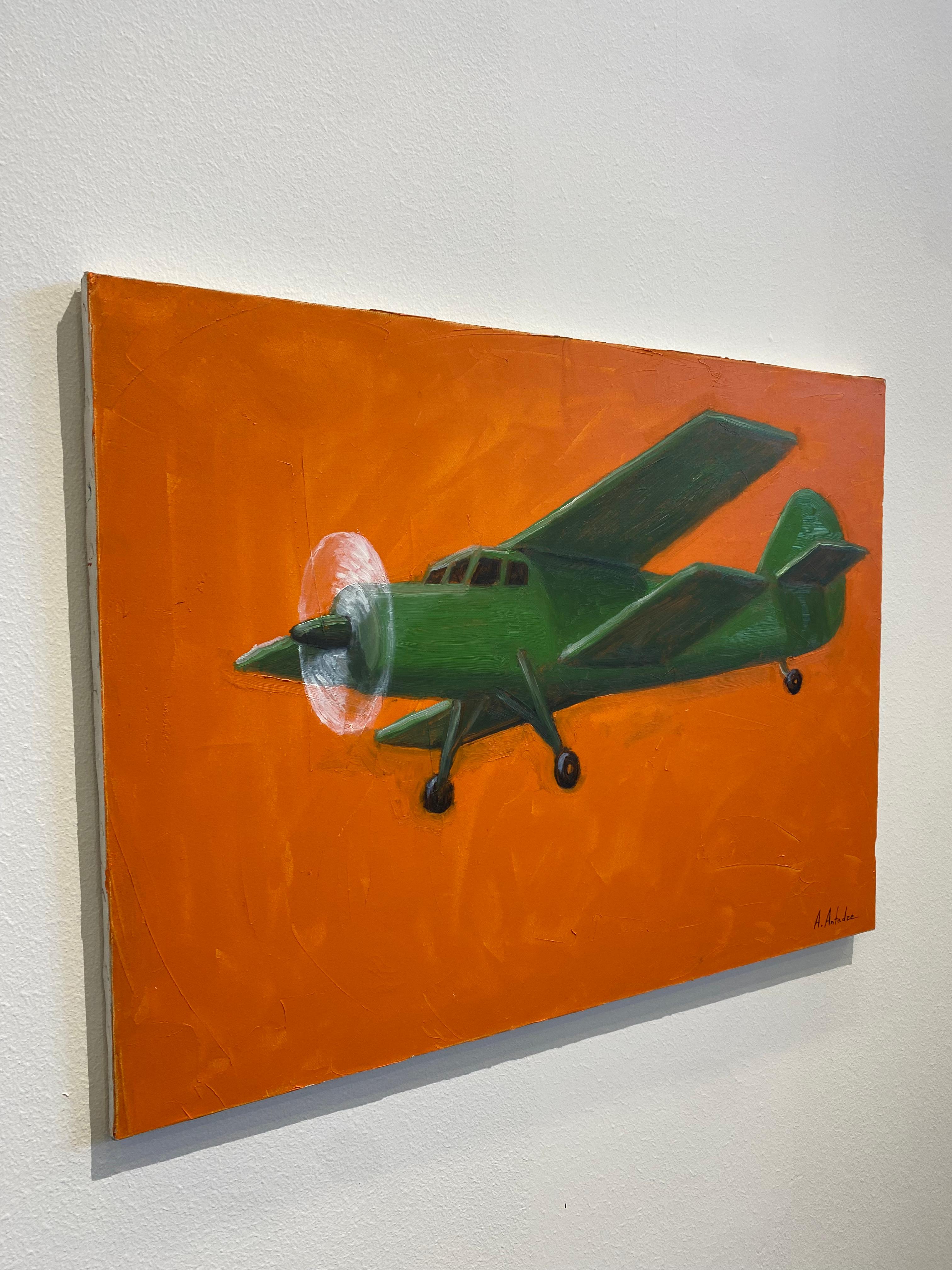Georgian Contemporary Art by Alexander Sandro Antadze - Green Plane For Sale 11