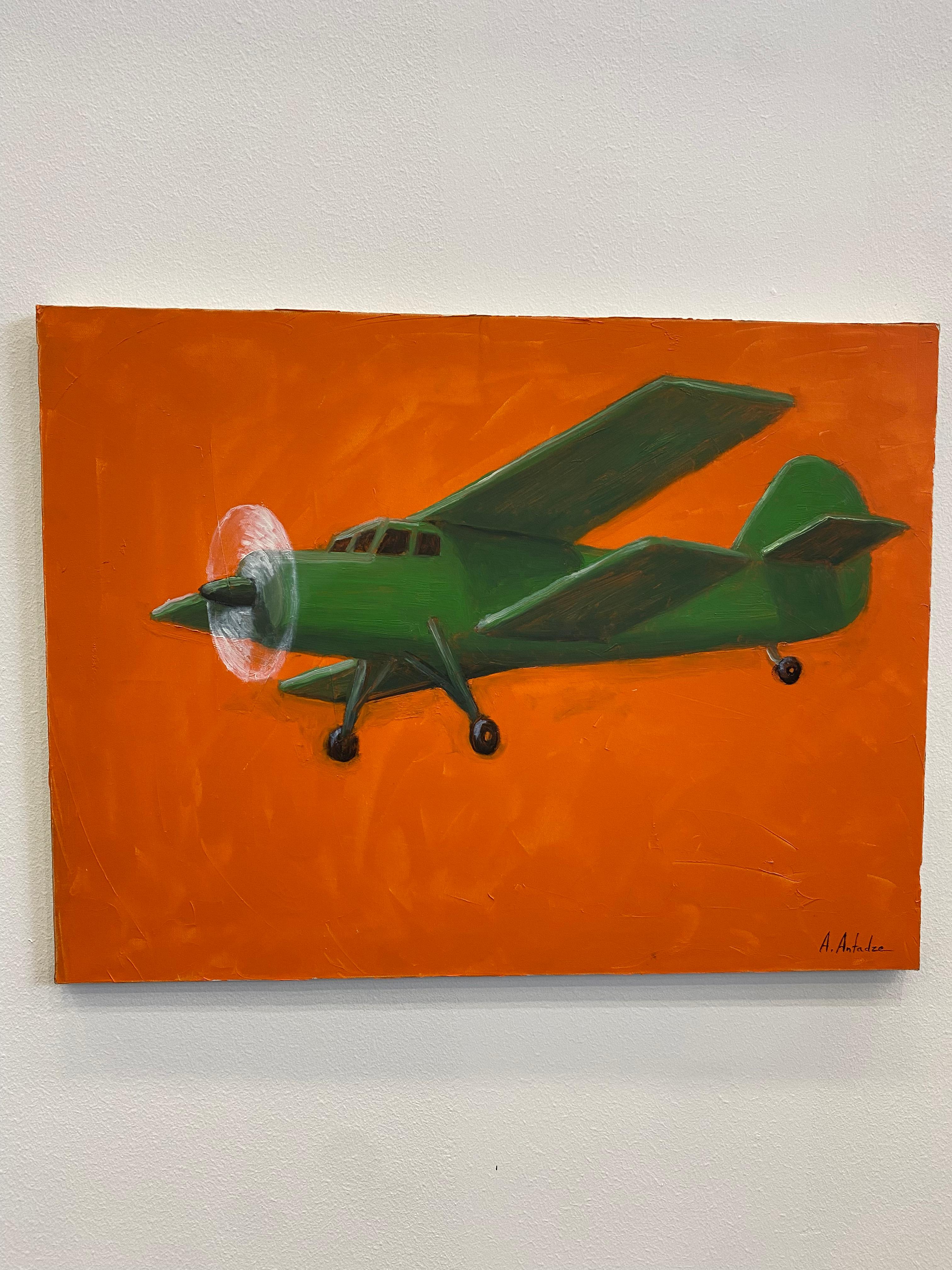 Georgian Contemporary Art by Alexander Sandro Antadze - Green Plane For Sale 1