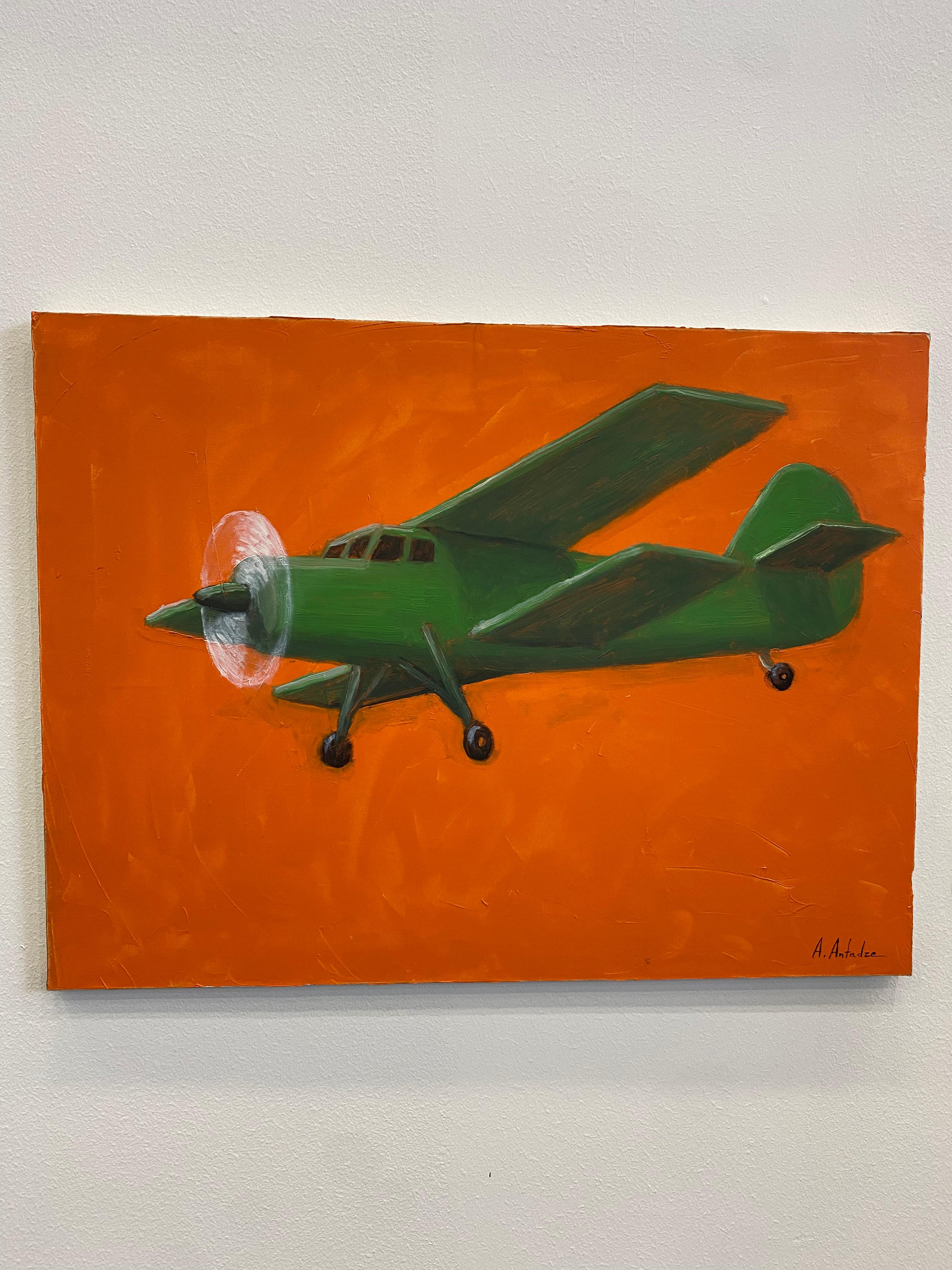 Georgian Contemporary Art by Alexander Sandro Antadze - Green Plane For Sale 2
