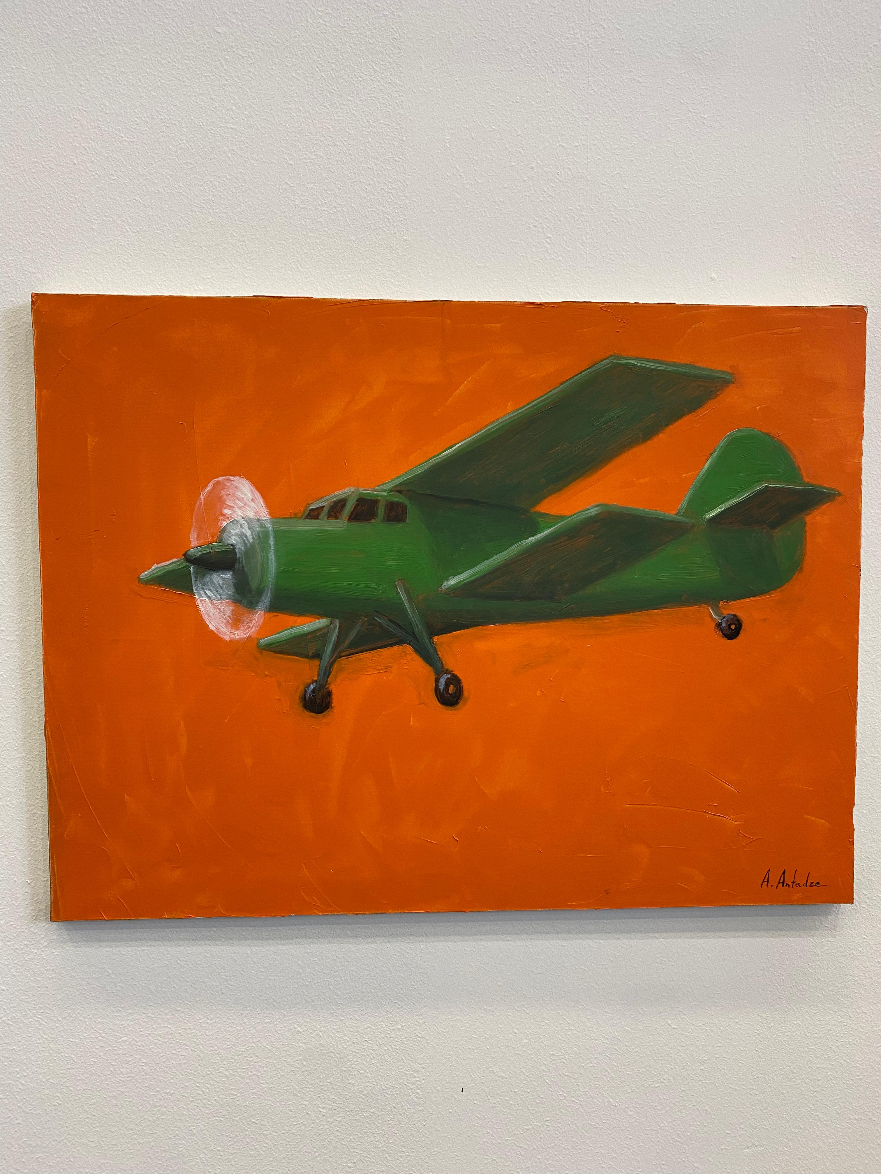 Georgian Contemporary Art by Alexander Sandro Antadze - Green Plane For Sale 3