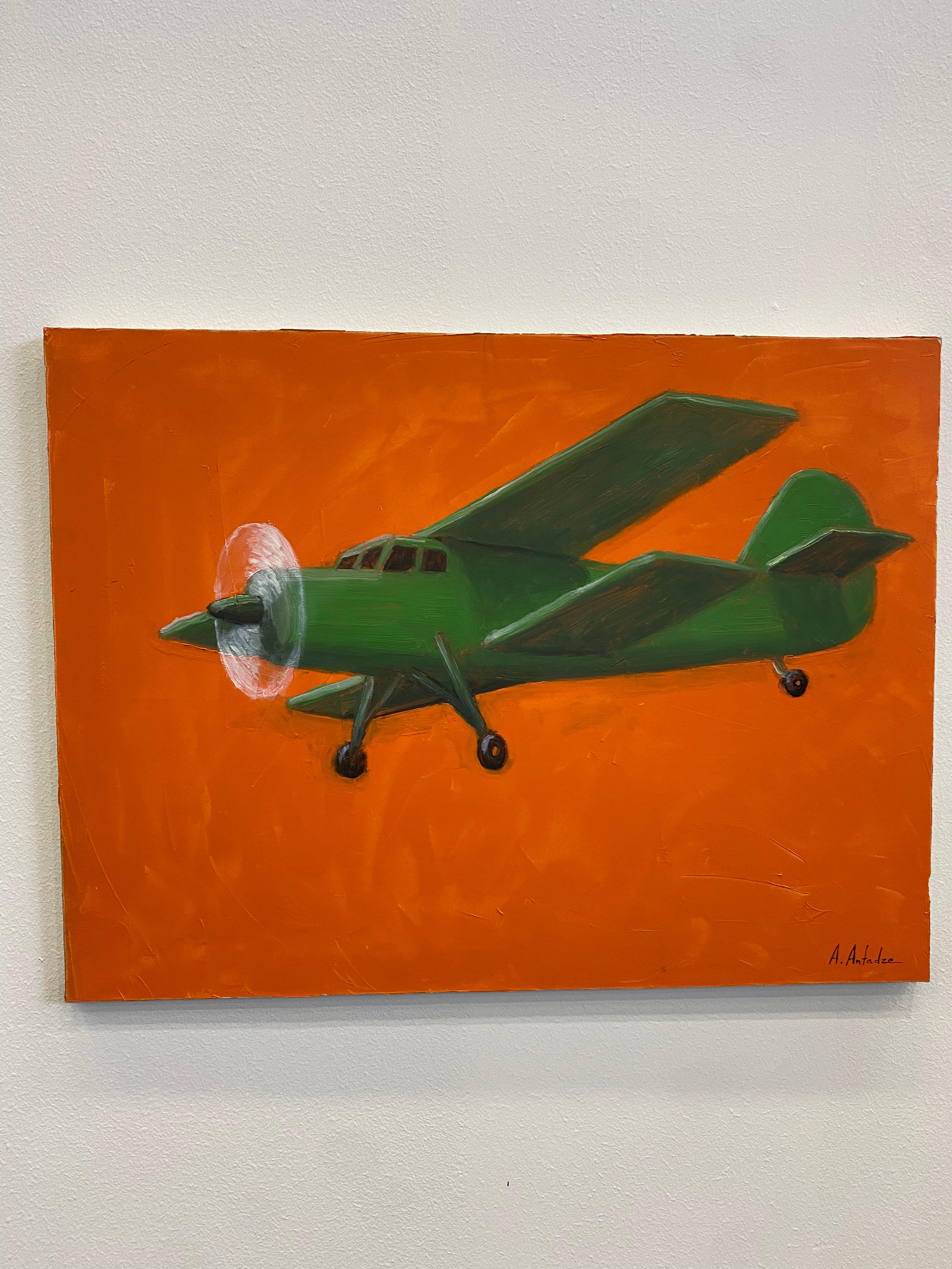Georgian Contemporary Art by Alexander Sandro Antadze - Green Plane For Sale 4