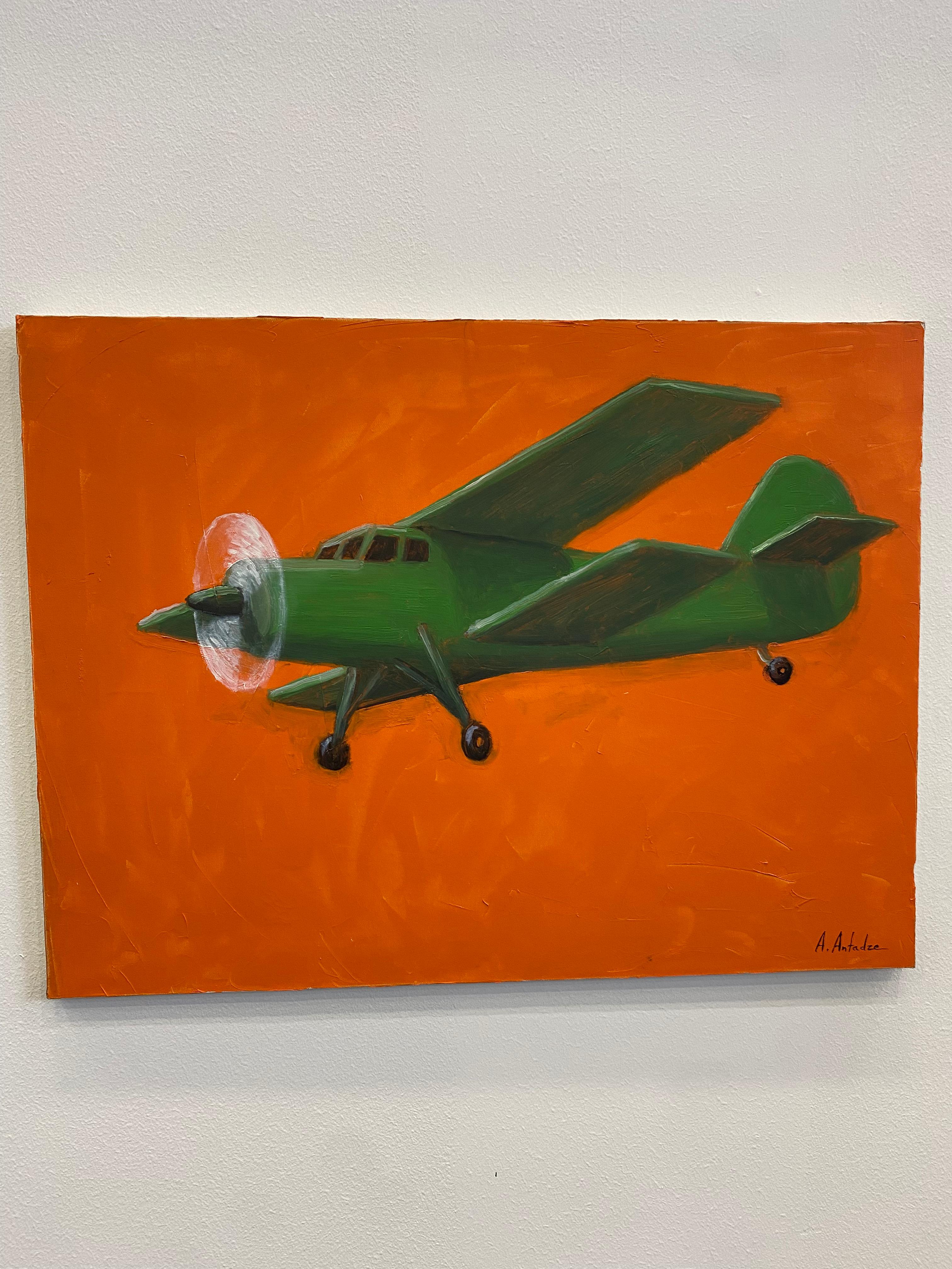 Georgian Contemporary Art by Alexander Sandro Antadze - Green Plane For Sale 5