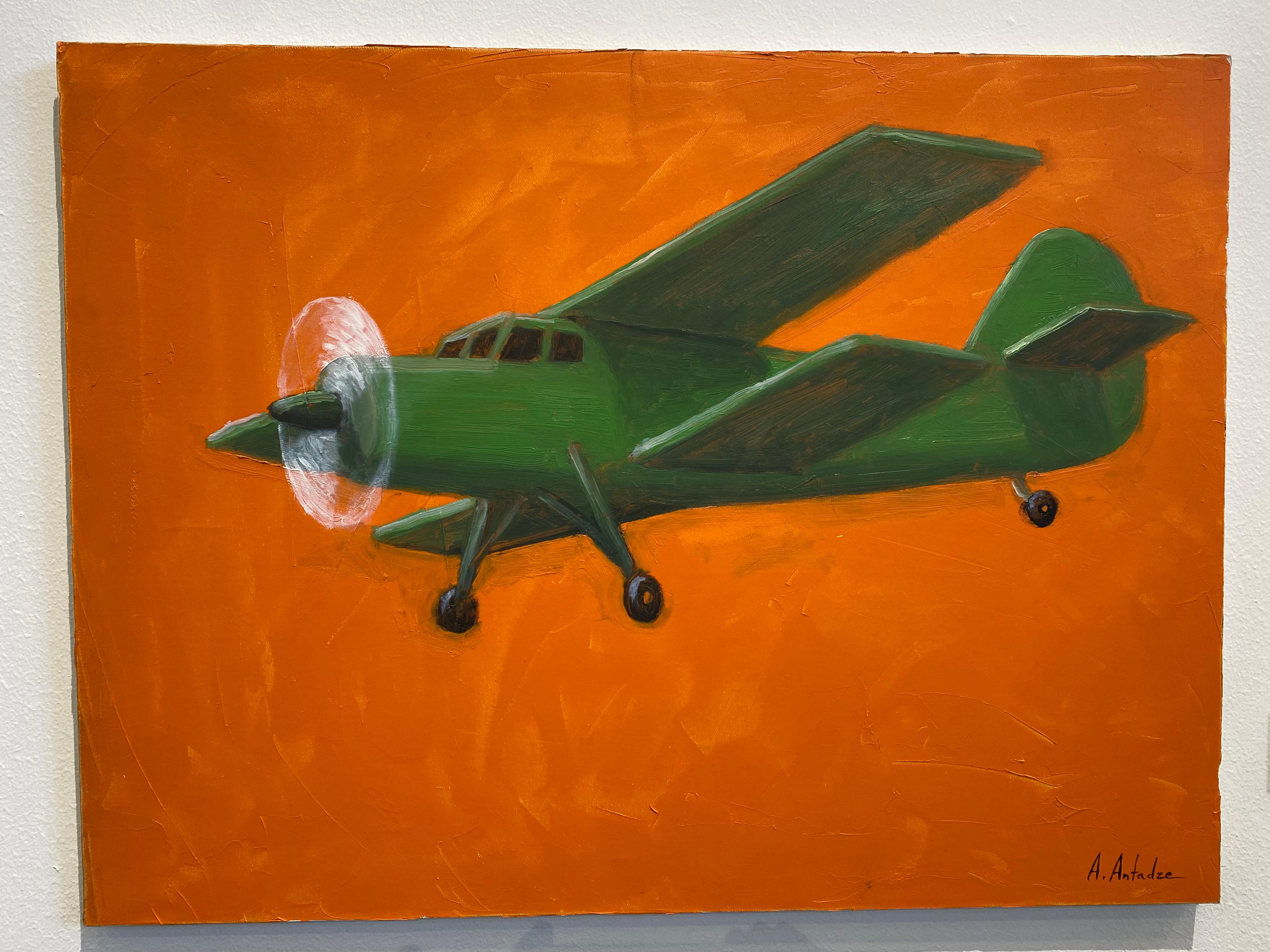 Georgian Contemporary Art by Alexander Sandro Antadze - Green Plane For Sale 6