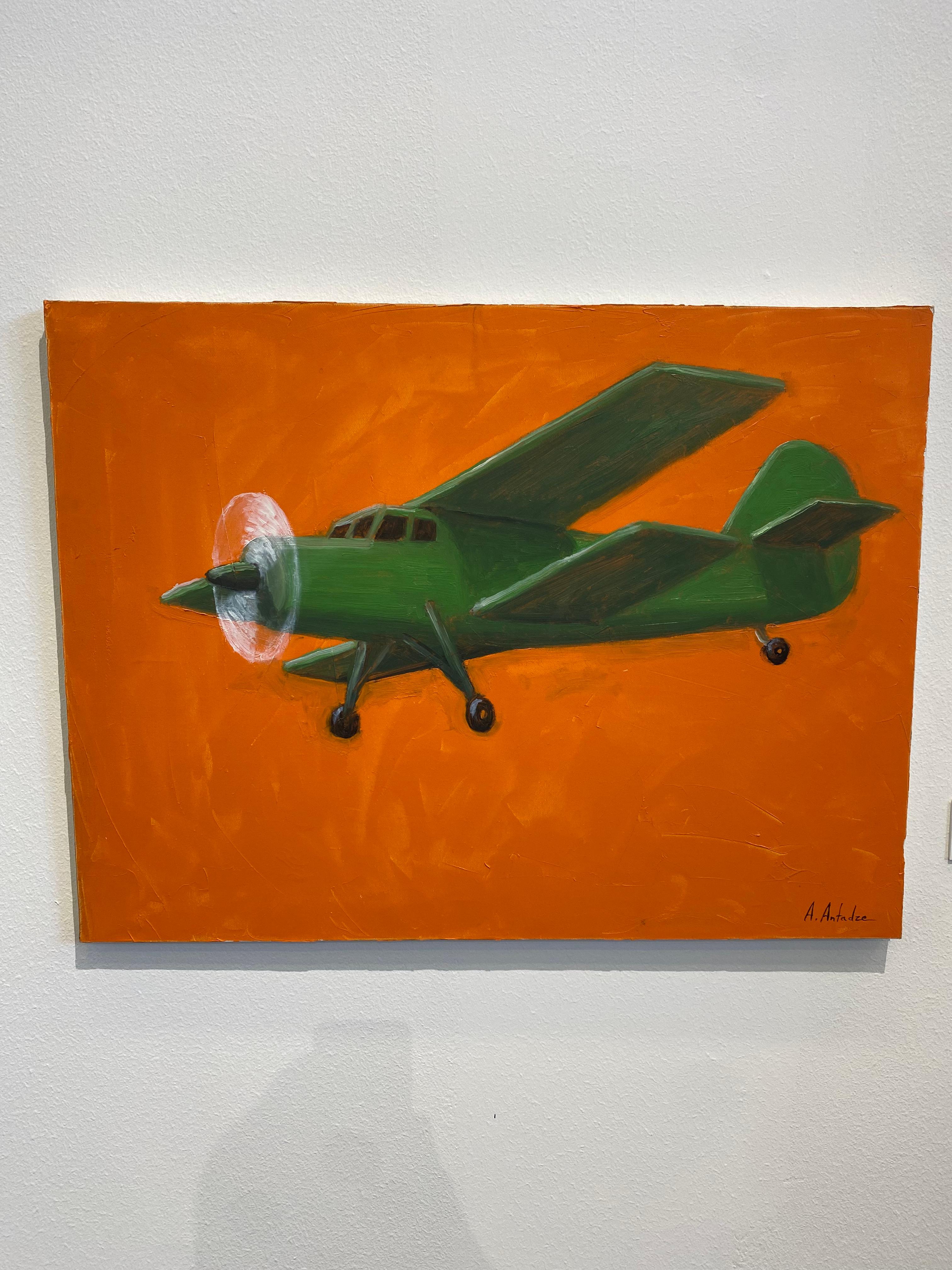Georgian Contemporary Art by Alexander Sandro Antadze - Green Plane For Sale 7