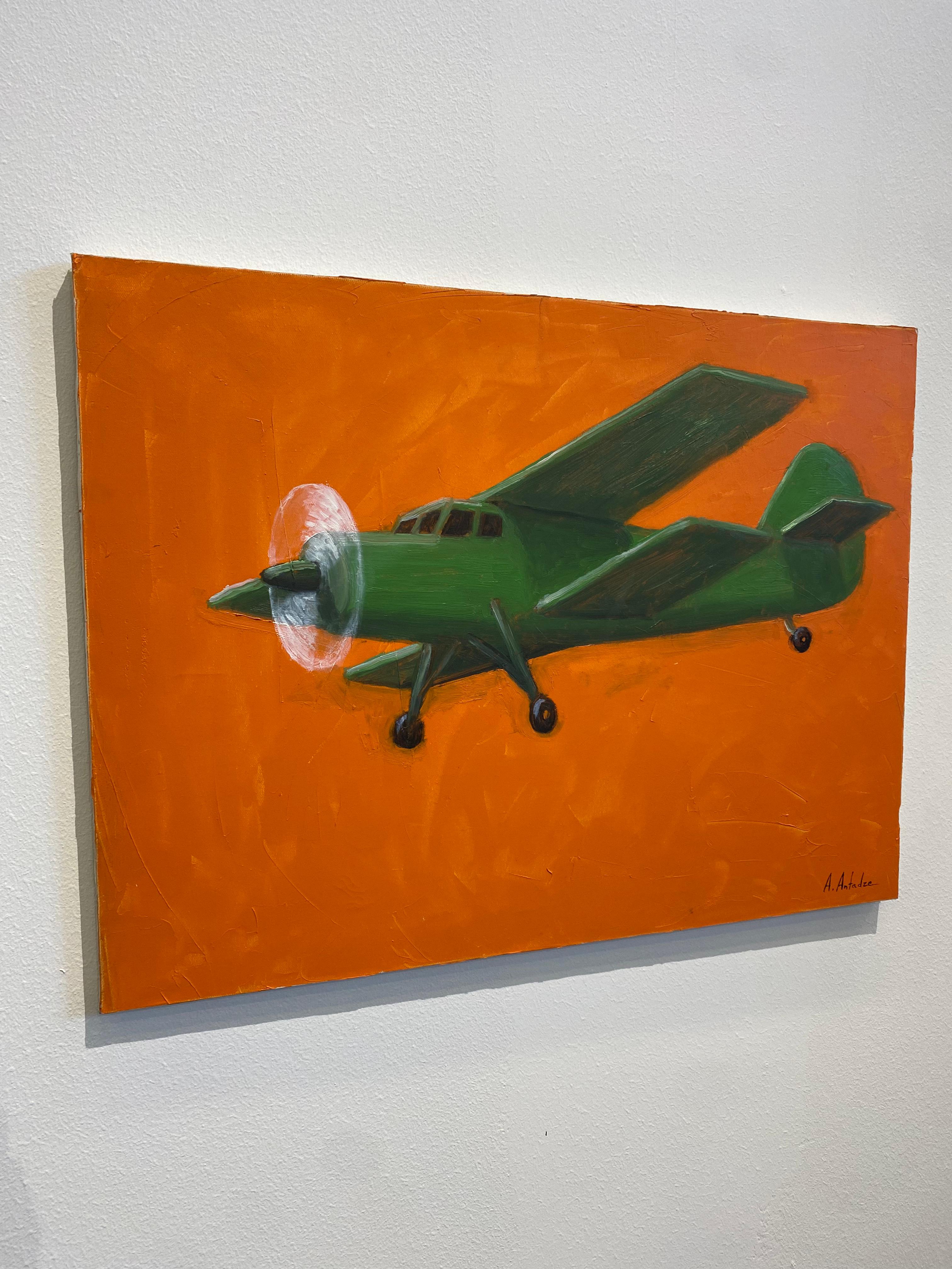 Georgian Contemporary Art by Alexander Sandro Antadze - Green Plane For Sale 8