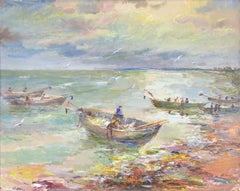 Fishermen
 boats. 1962. Oil on cardboard. 80x100 cm.
