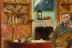 J. Paul Sartre dans son atelier à Paris - Peinture à l'huile de A. Sergeev - 1995