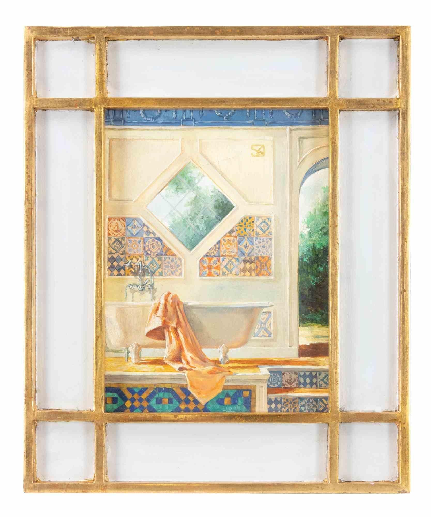 Bathroom Oriental - Peinture à l'huile d'Alexander Sergeev  - 1990s - Painting de Alexander Sergheev