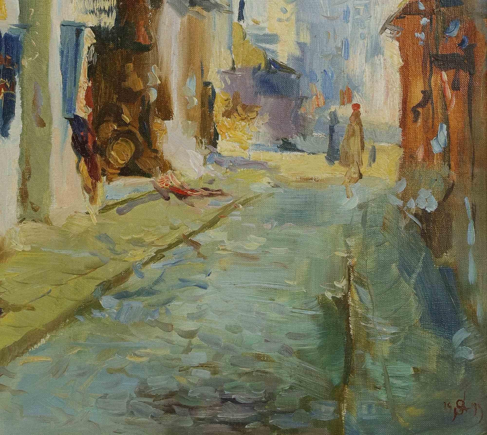 Streets of Tunis - Oil on Canvas by A. Sergheev - 1994 - Contemporary Painting by Alexander Sergheev