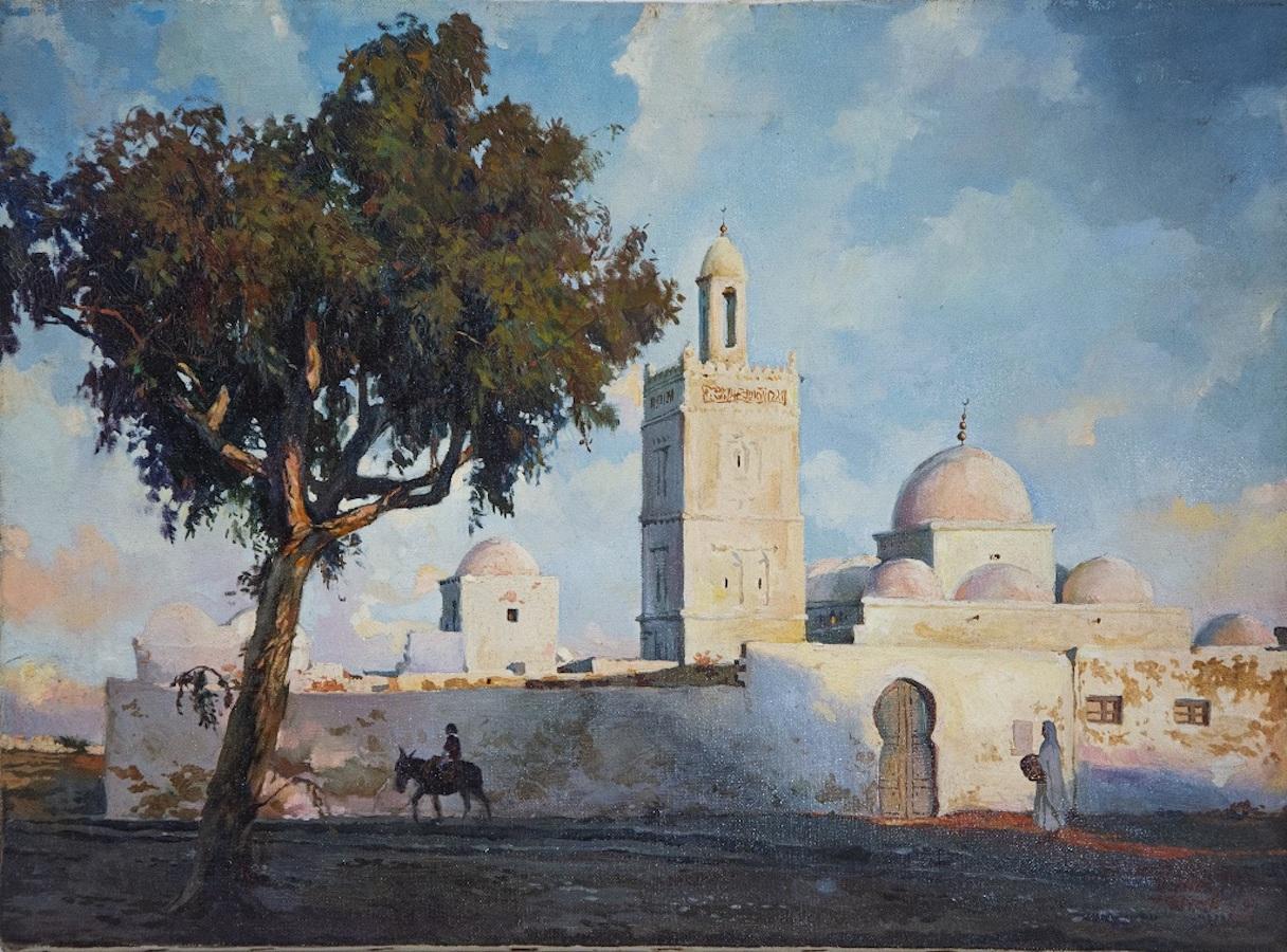 Alexander Sergheev Landscape Painting - Tunisian Landscape -  Oil Painting by Alexander Sergeev  - 1994