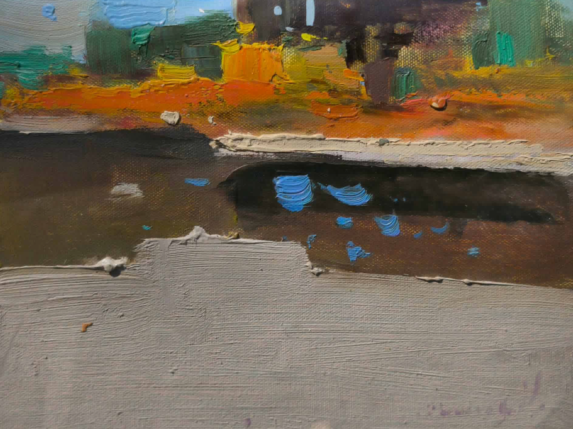 Alexander Shandor Landscape Painting - Quiet Water Impressionism Original Oil Painting, Ready to Hang