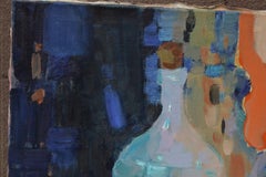 Flasche und Lampe, Gemälde, Öl auf Leinwand