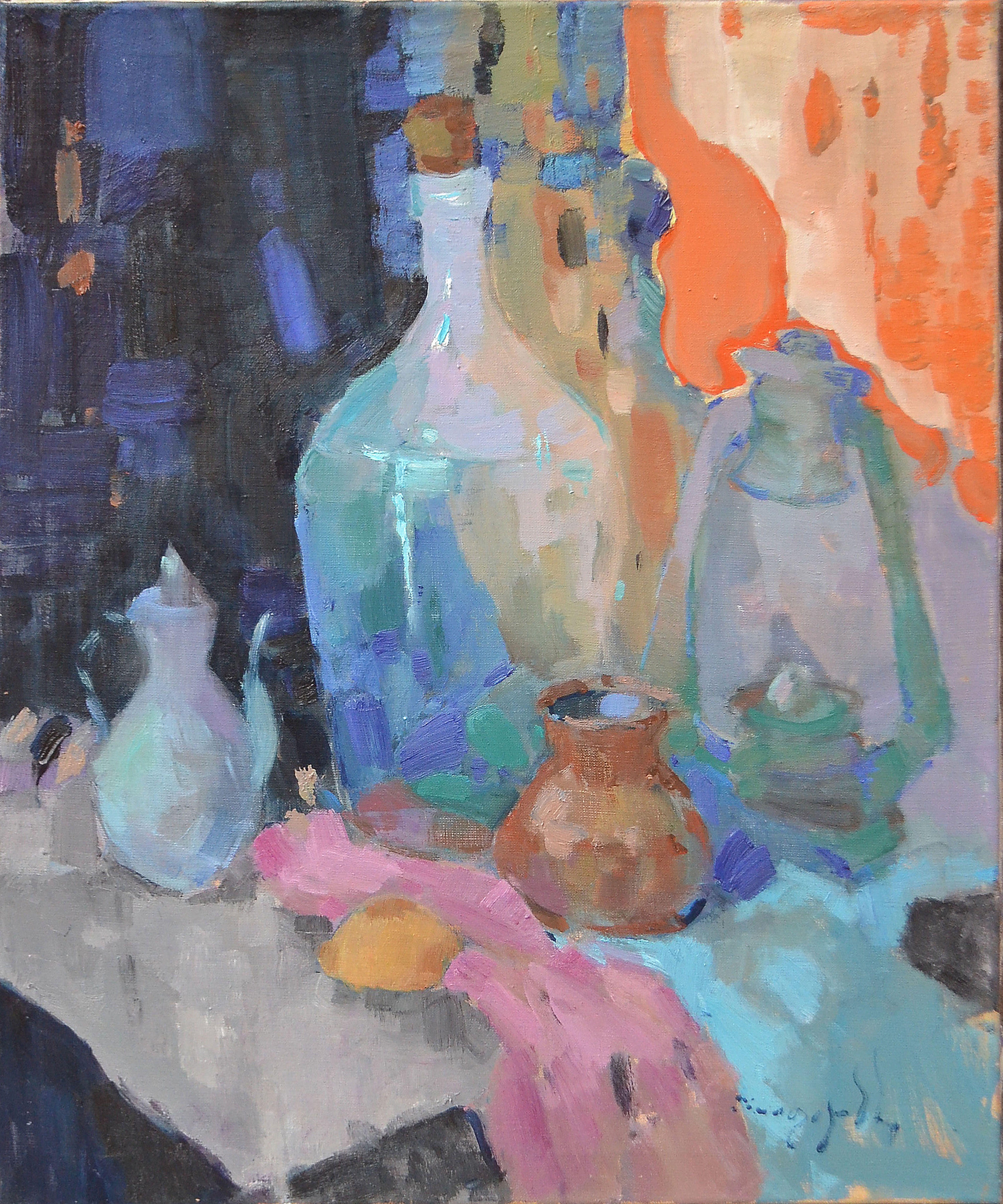 Bottle and lamp _ oil on canvas  2017    Alexander Shandor is an Ukrainian artist, who was born in 1981. He is presently residing there. Master graduated from the Erdeli college, specializing in the metals processing.  Alex is working with an oil on