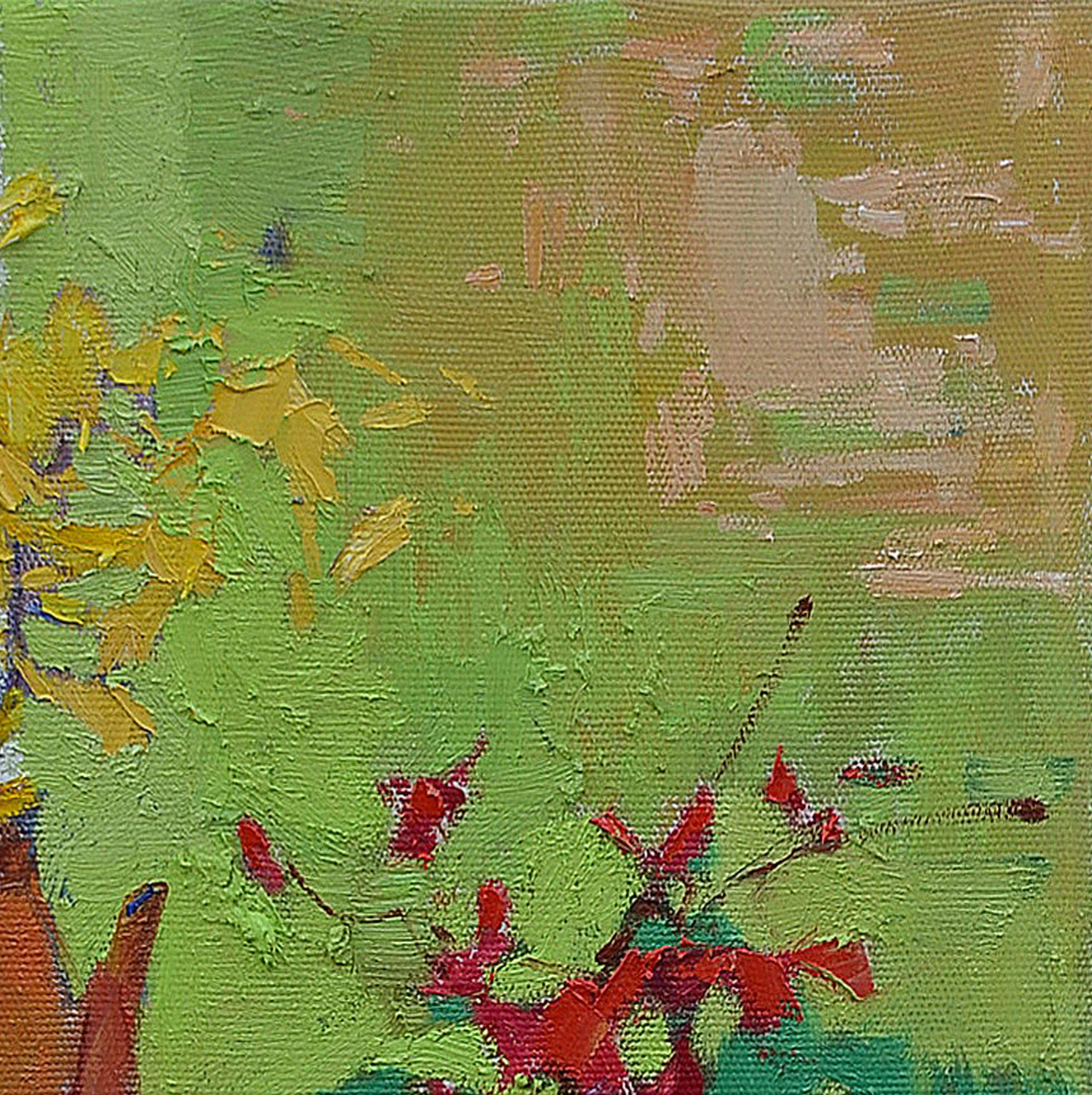 Forsythia Suspensa, Gemälde, Öl auf Leinwand (Impressionismus), Painting, von Alexander Shandor