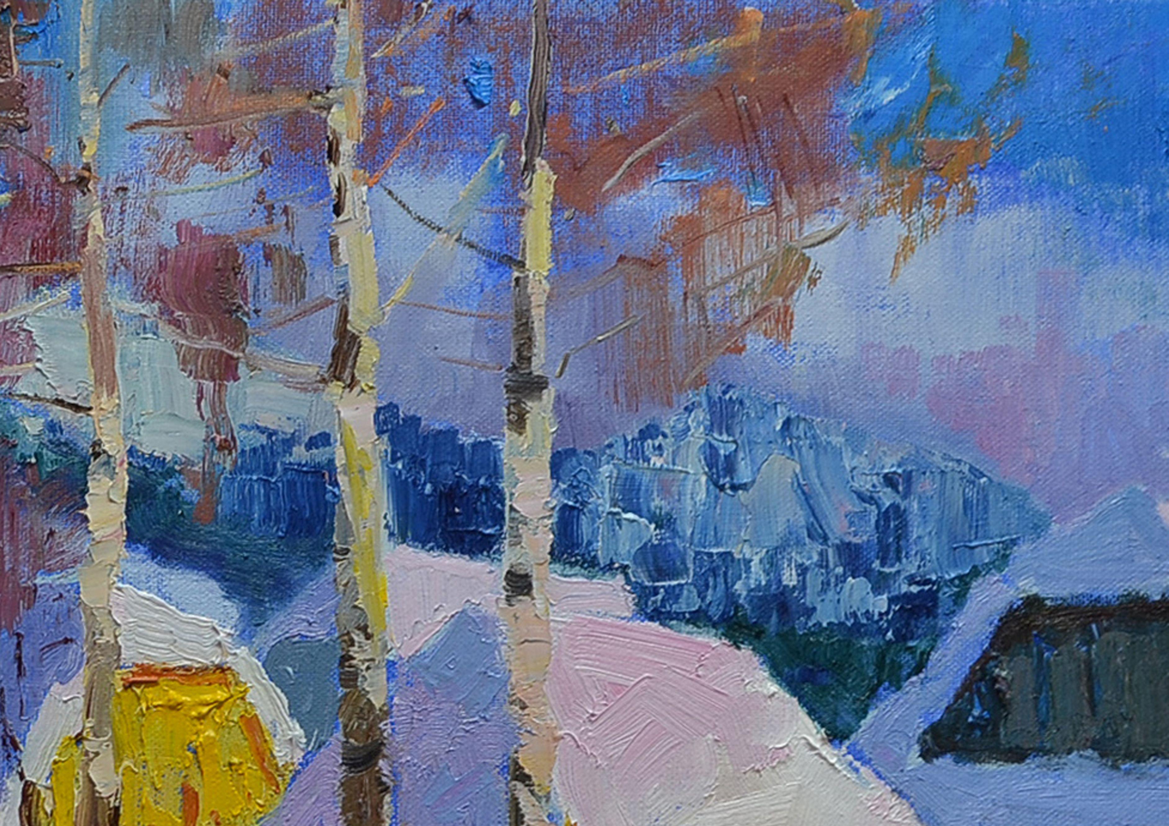 Giornata gelida _ olio su tela su cartone, Pittura, Olio su tela - Painting Impressionismo di Alexander Shandor