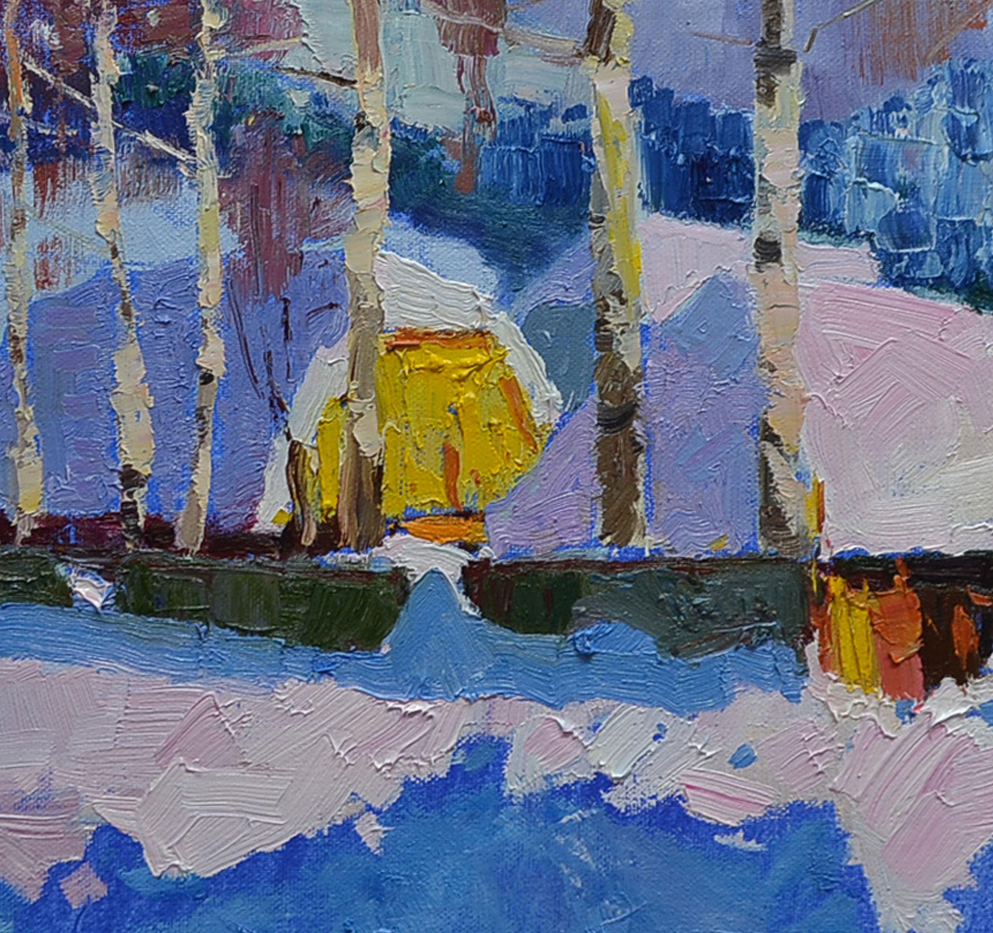 Frosty day _ oil on canvas on cardboard, Painting, Oil on Canvas For Sale 1