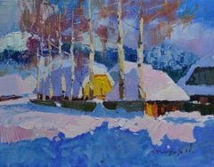 Frosty day _ oil on canvas on cardboard, Painting, Oil on Canvas