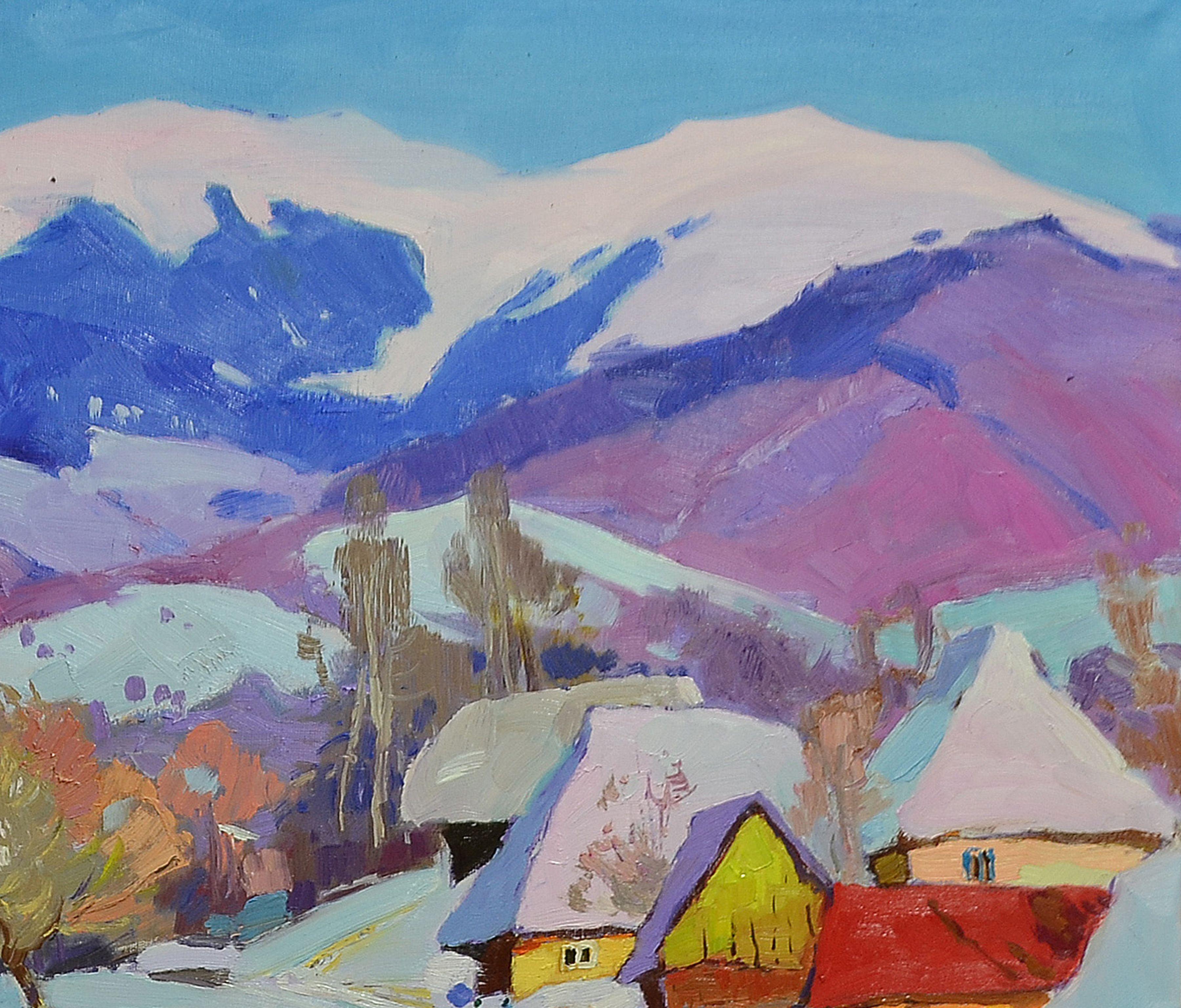 Happy Colors of Winter, Painting, Oil on Canvas For Sale 1